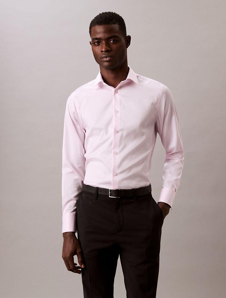 Calvin Klein Men's Cotton Stretch Slim Button-Down Shirt - Pink - 16/32-33 Product Image