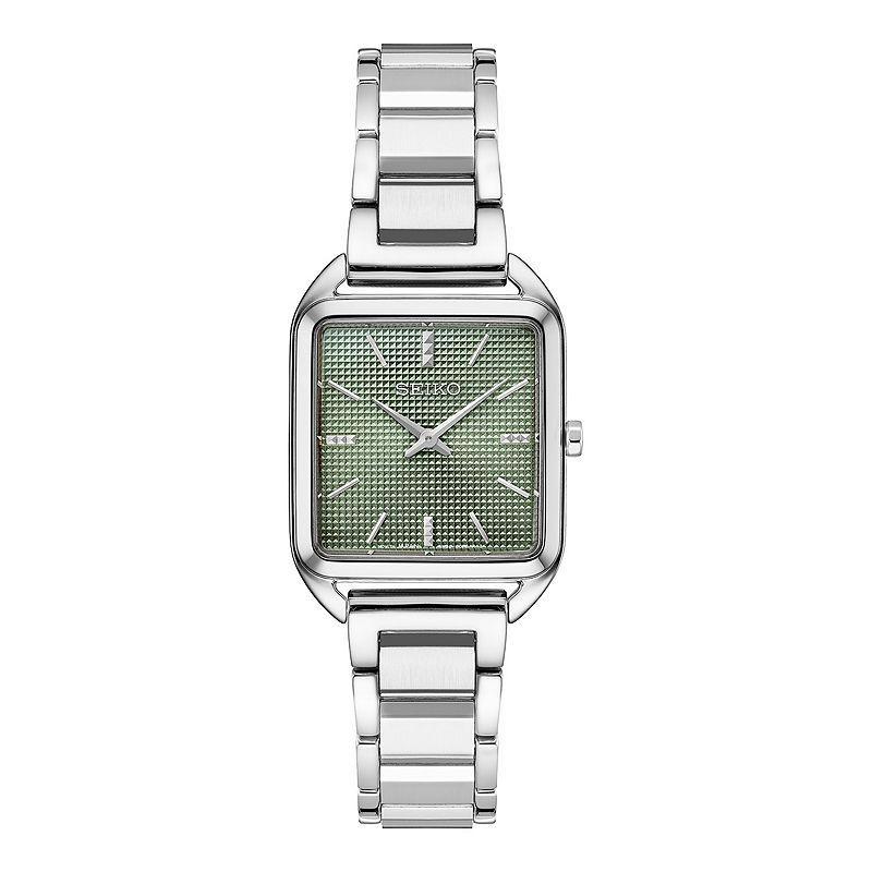 Seiko Essentials Womens Stainless Steel Rectangle Dial Bracelet Watch Pink Product Image