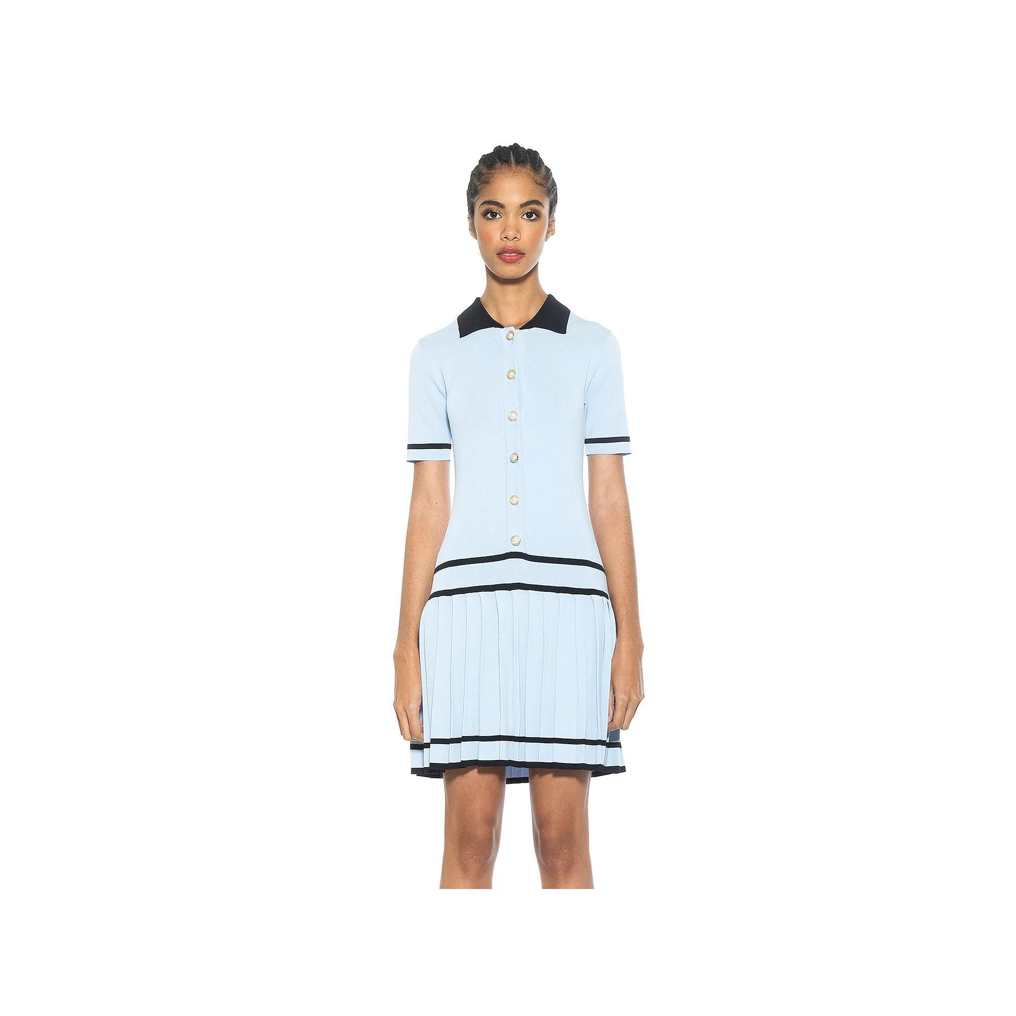 Women's ALEXIA ADMOR Lucinda Collared Short Sleeve Tennis Dress, Size: Medium, Halogen Blue Product Image