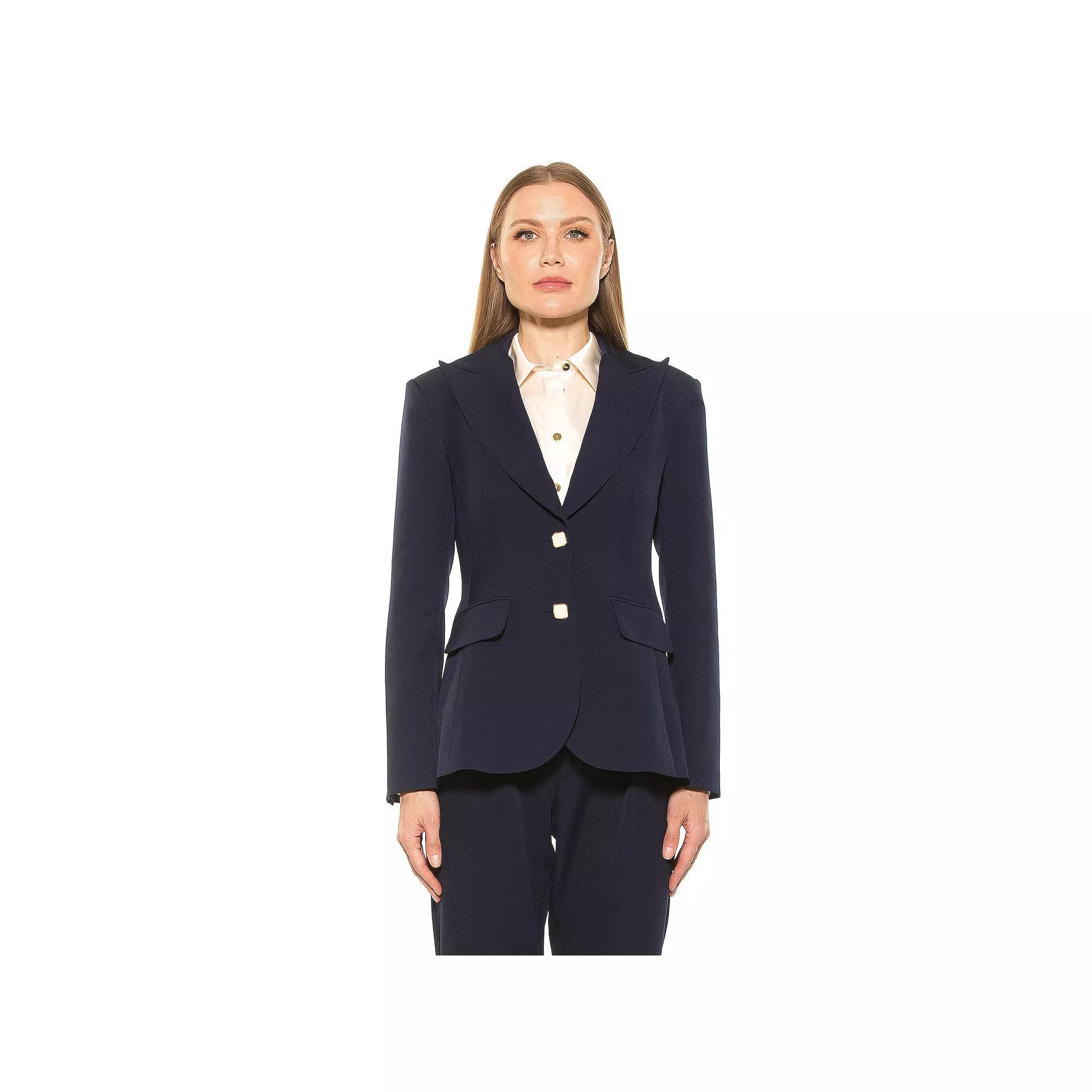 Women's ALEXIA ADMOR Jessica Lapel Jacket, Size: 8, Blue Product Image