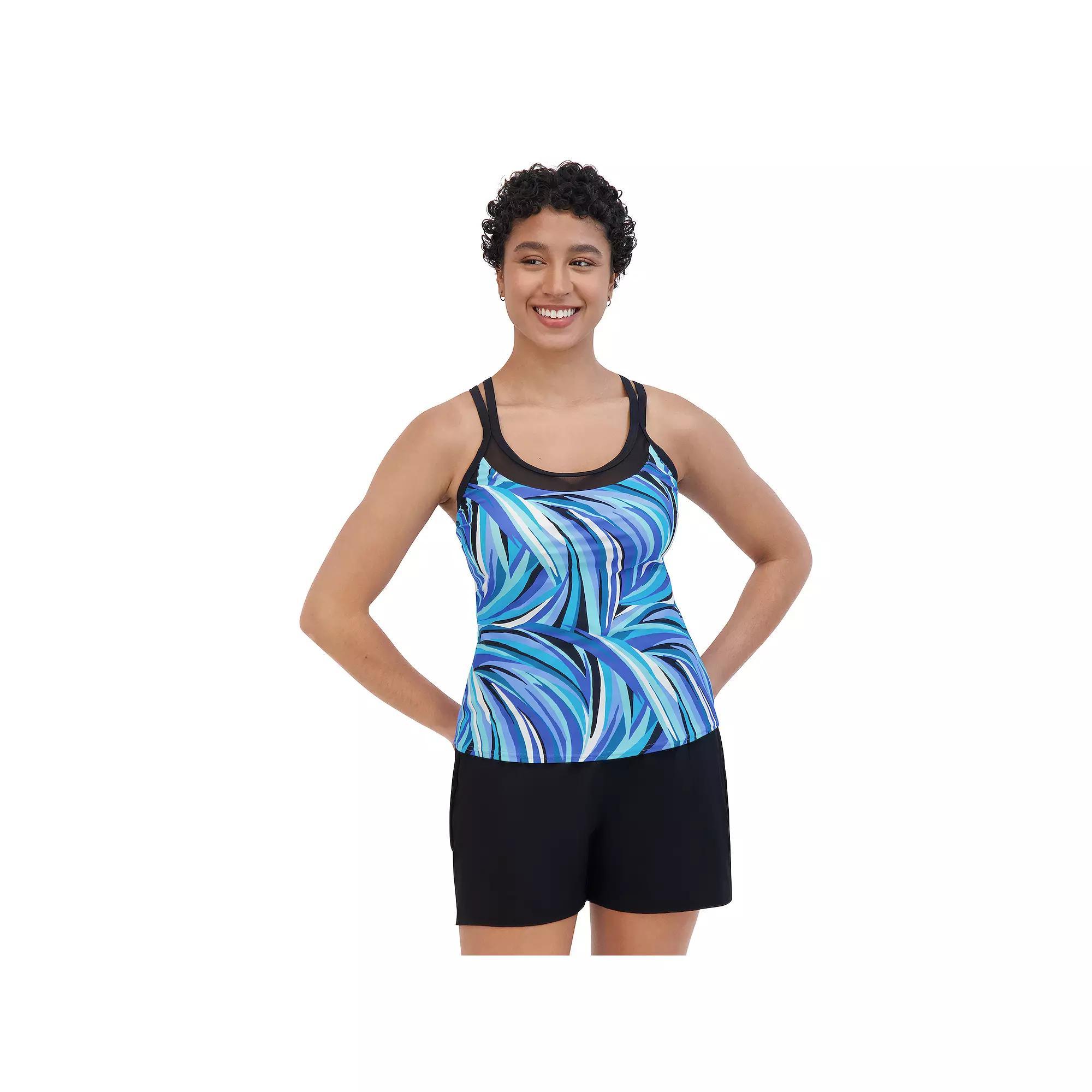 Women's ZeroXposur Crescent Tankini, Size: Small, Blue Product Image
