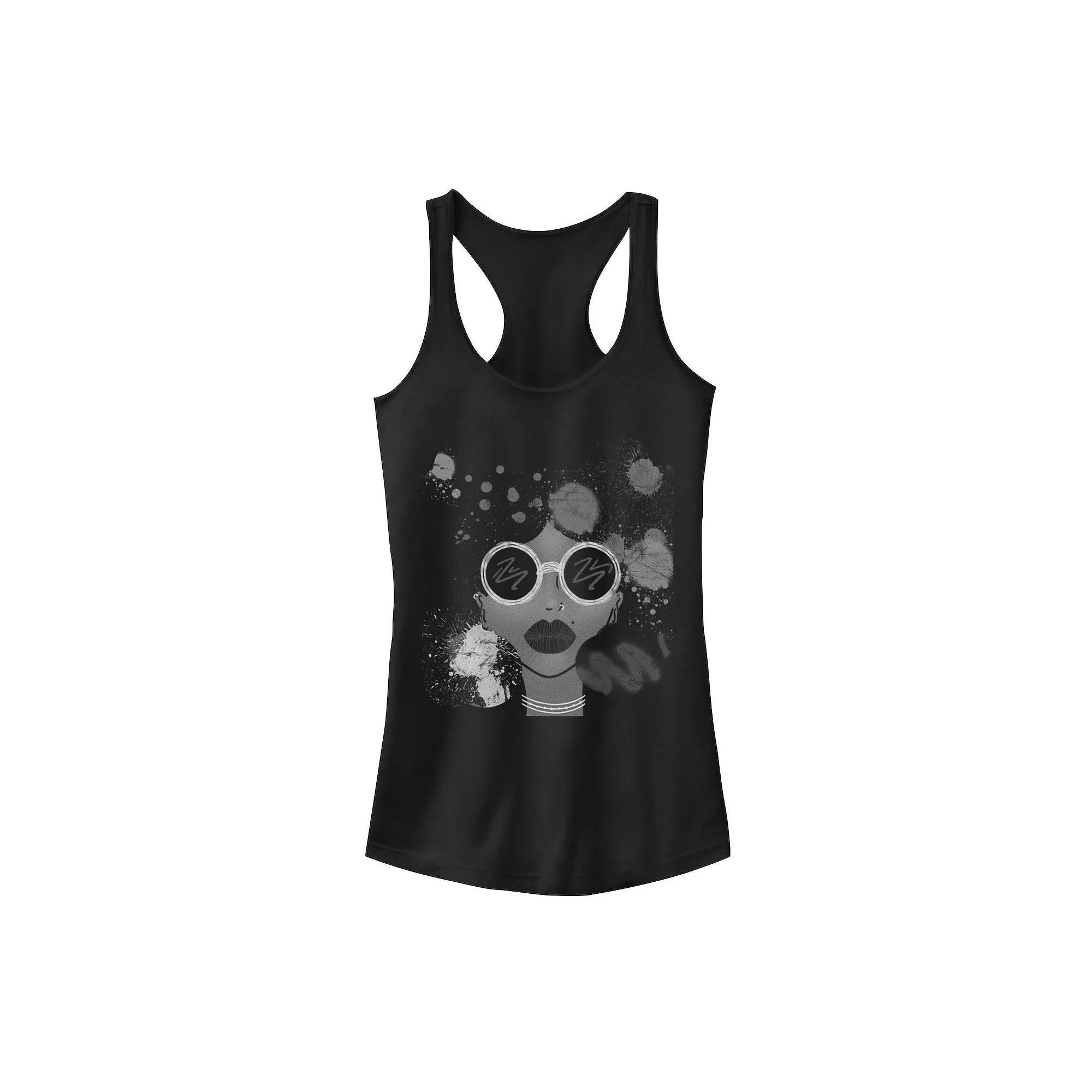 Juniors' Woman In Glasses Portrait Tank Top, Girl's, Size: XS, Black Product Image