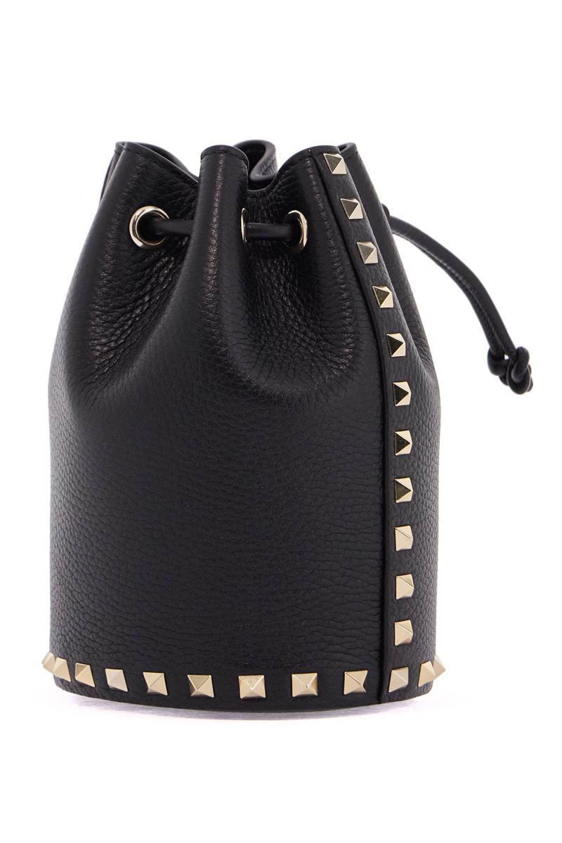 VALENTINO GARAVANI Borsa Mini In Pelle Nera Con Rivetti Piramidali E Chiusura A Cordoncino In Black Product Image