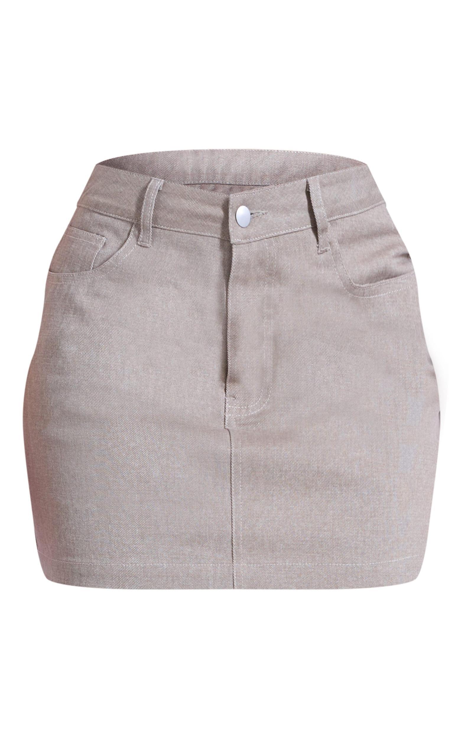 Light Grey Denim Mini Skirt Product Image