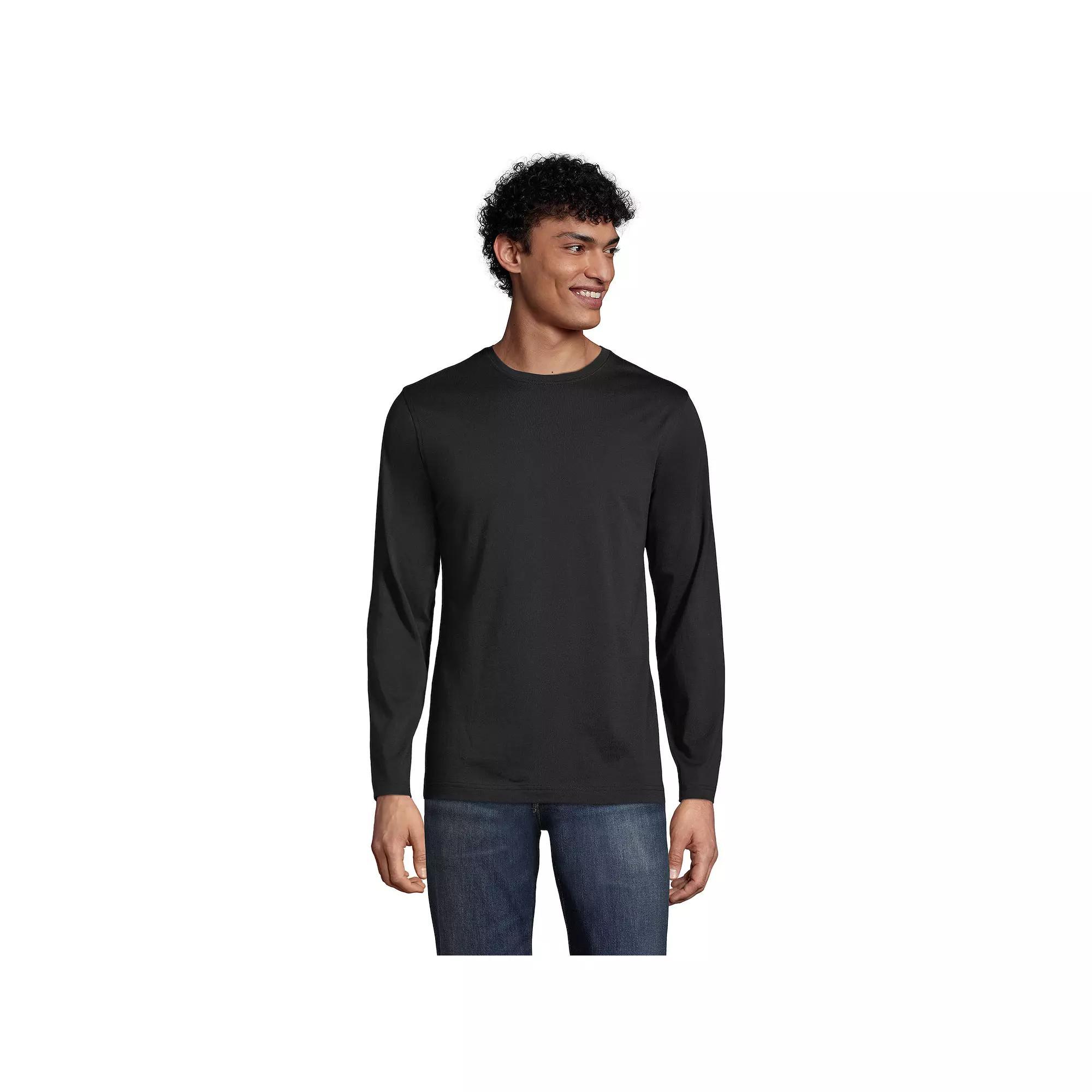 Big & Tall Lands' End Long Sleeve Classic-Fit Supima Tee, Men's, Size: 3XB, White Product Image