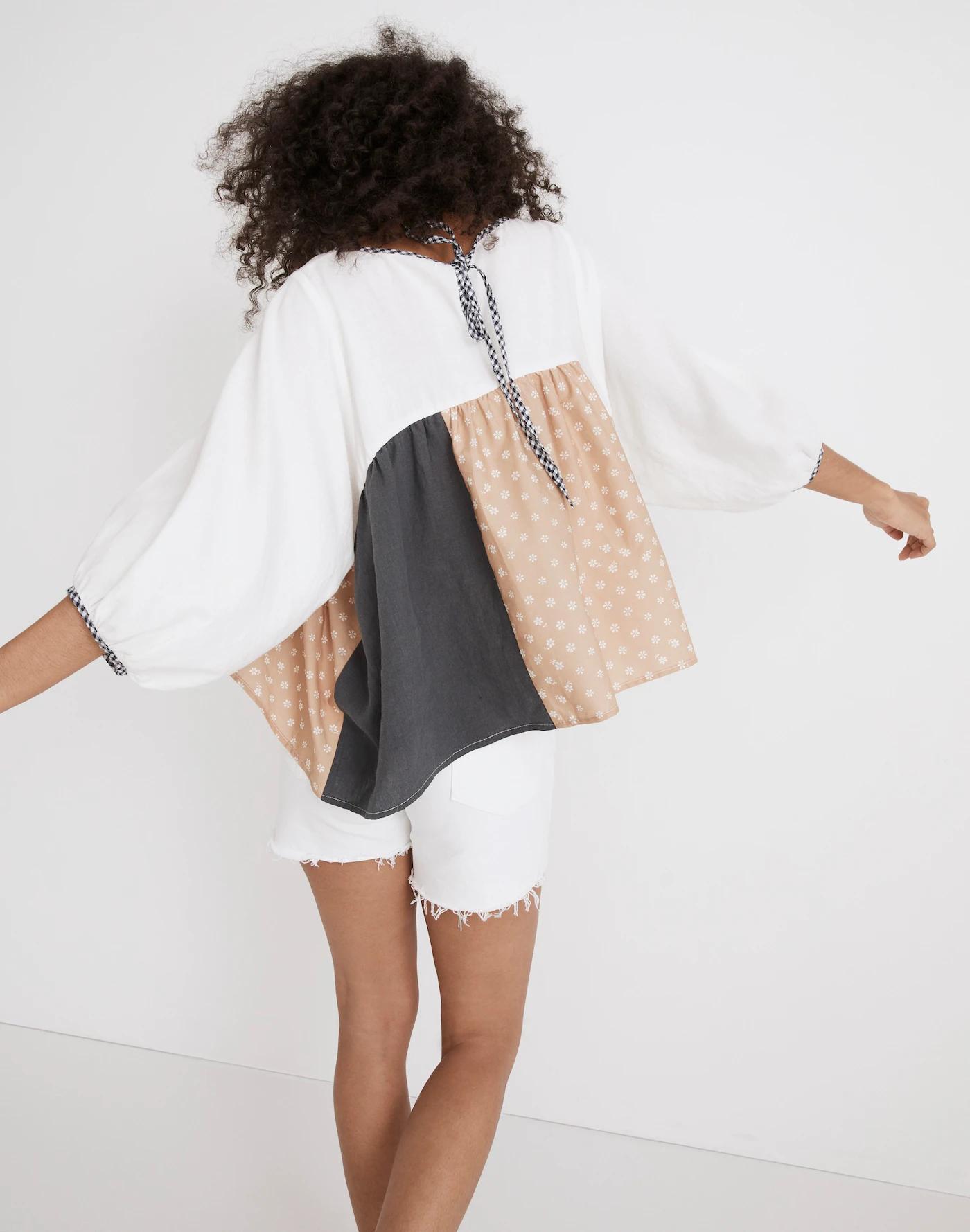 Madewell x La Réunion Upcycled Patchwork Peasant Shirt Product Image
