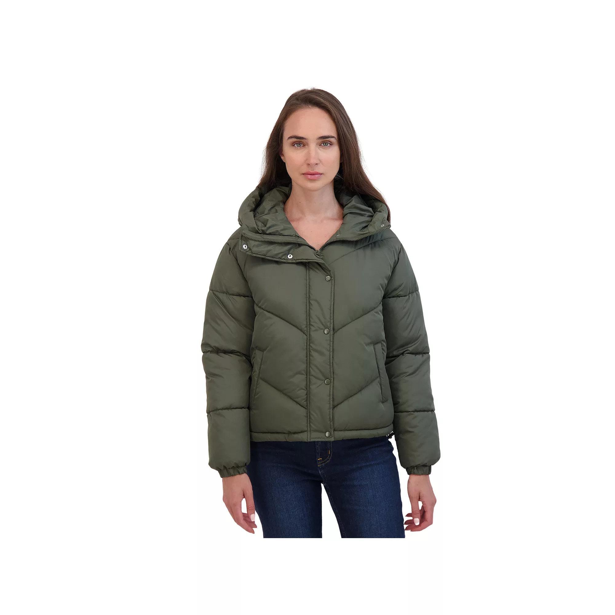 Juniors' Sebby Short Puffer Jacket, Women's, Size: Large, Gray Product Image