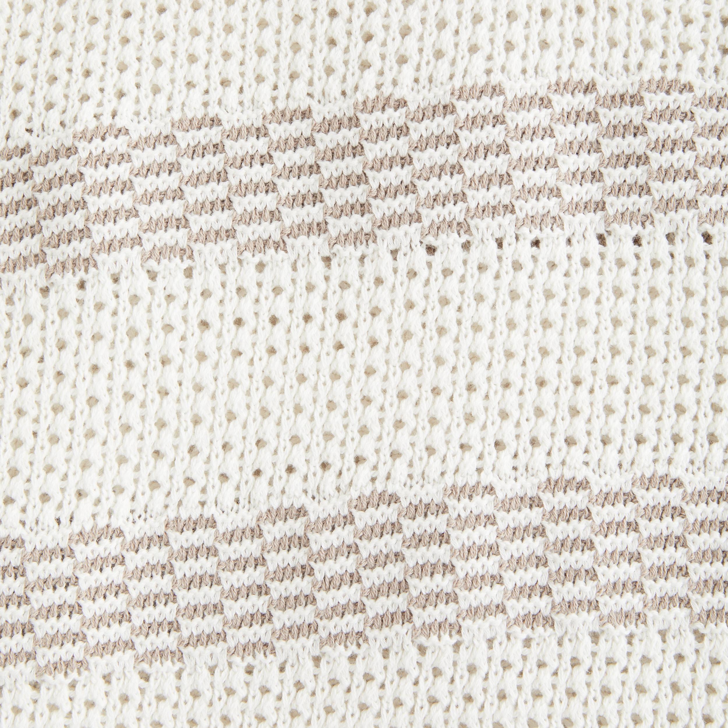 Striped Stitched Johnny Collar Sweater Polo Product Image