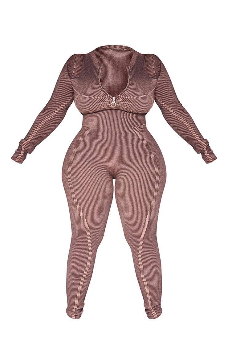 Plus Chocolate Cold Shoulder Seam Detail Jumpsuit Product Image