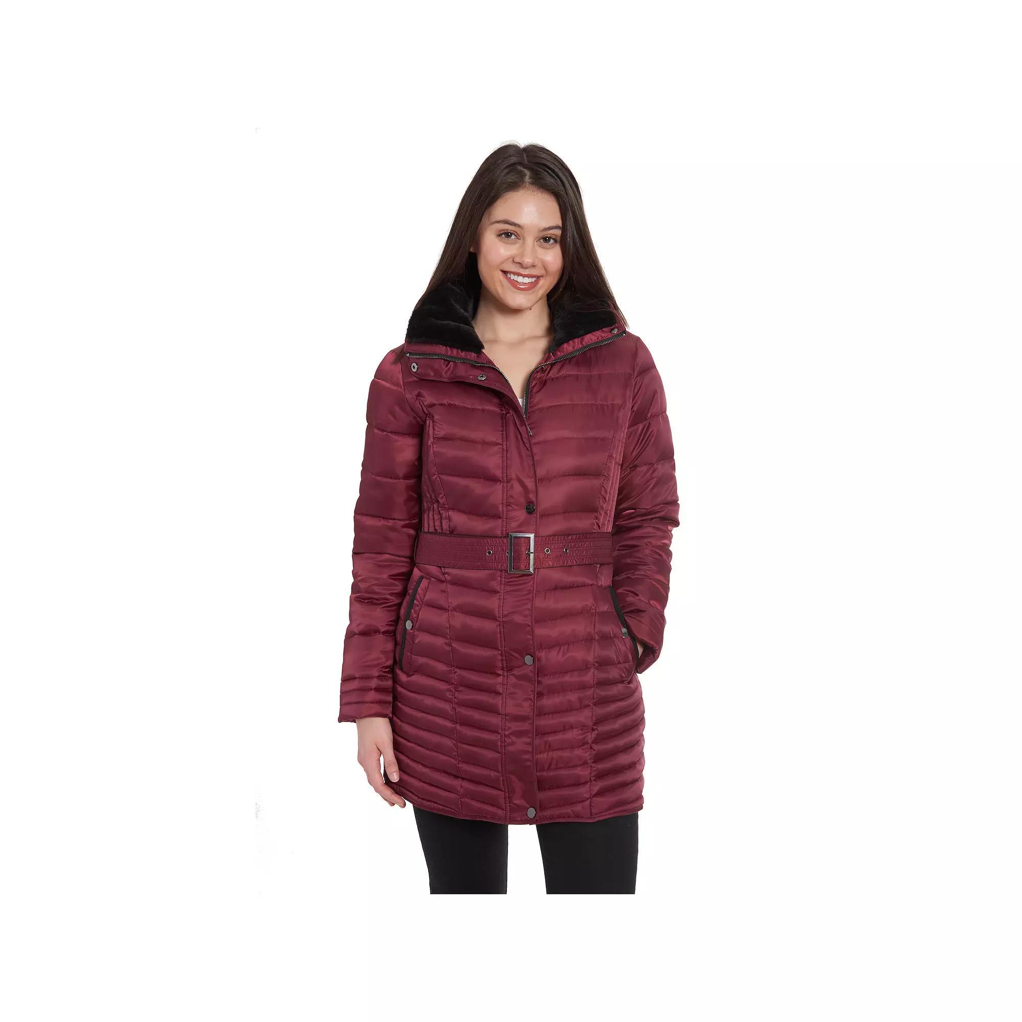 Womens Fleet Street Hooded Quilted Puffer Coat Red Product Image