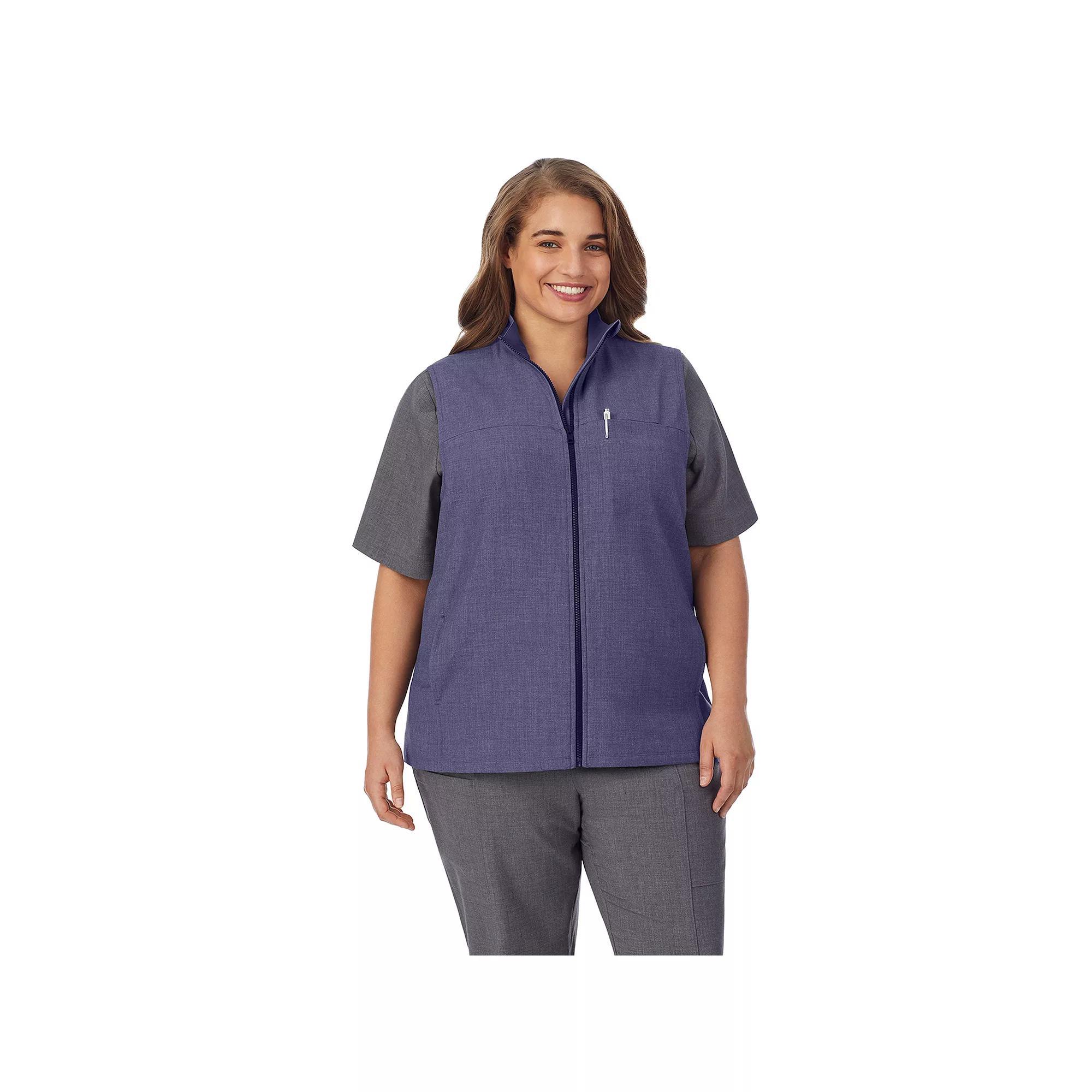 Plus Size Cuddl Duds® Scrubs 5-Pocket Lined Vest, Women's, Size: 1XL, Grey Heather Gray Product Image