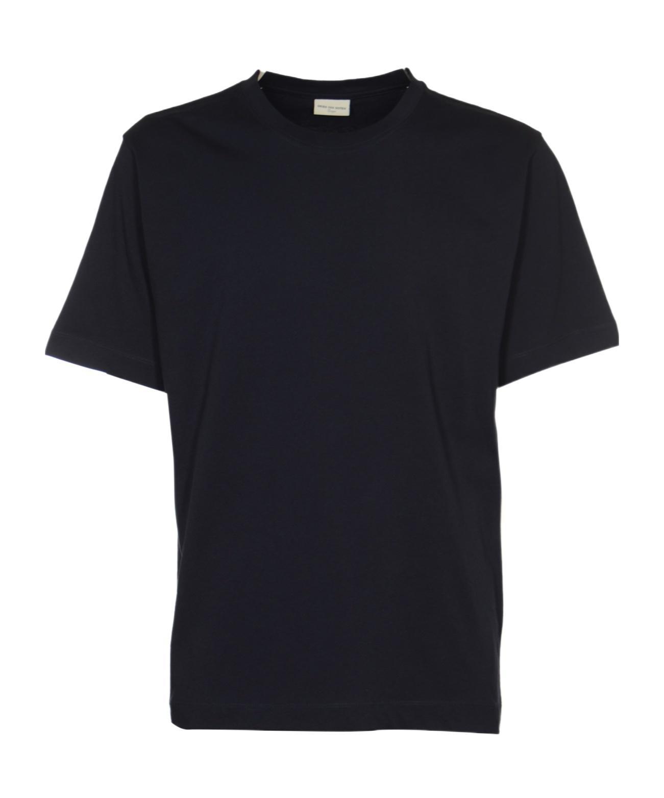 DRIES VAN NOTEN Short-sleeved Crewneck T-shirt In Black Product Image