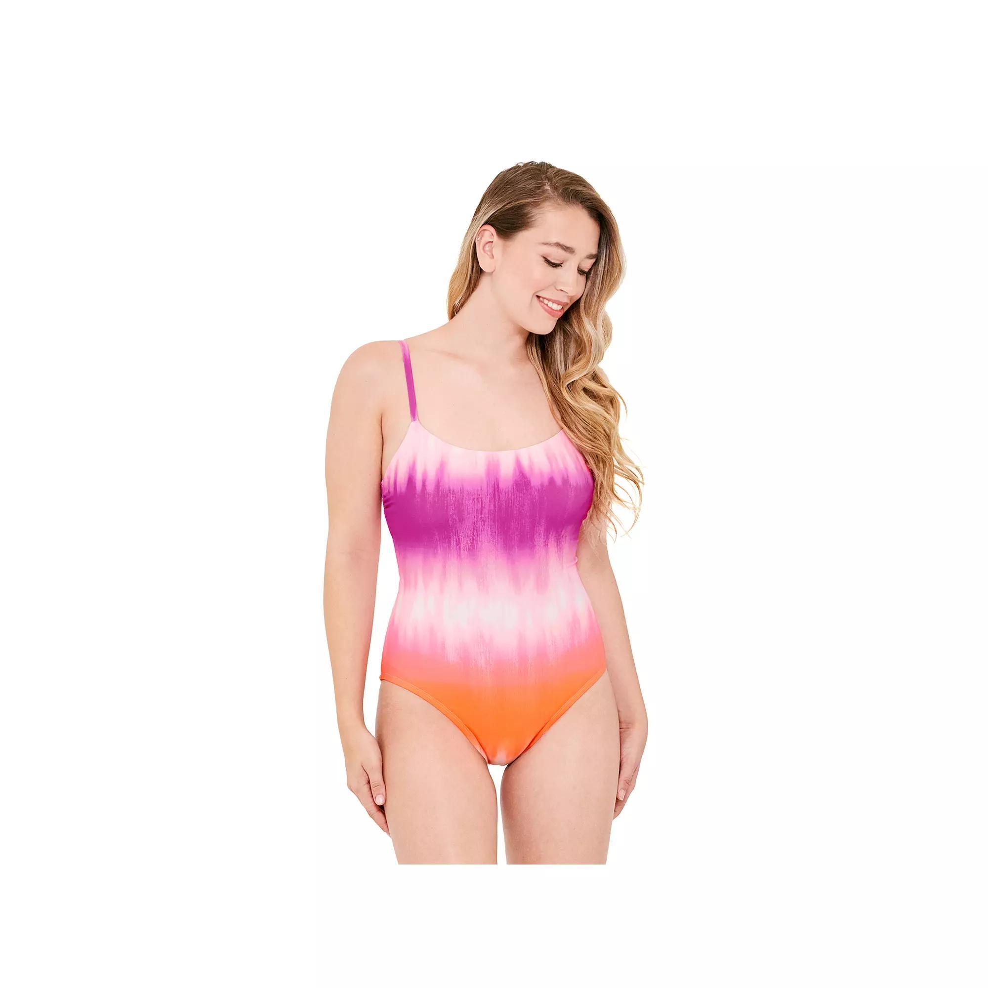 Women's Freshwater Ombre Tie Dye Lace-Up Cami One-Piece Swimsuit, Size: XS, Sunrisa Tie Dye Product Image