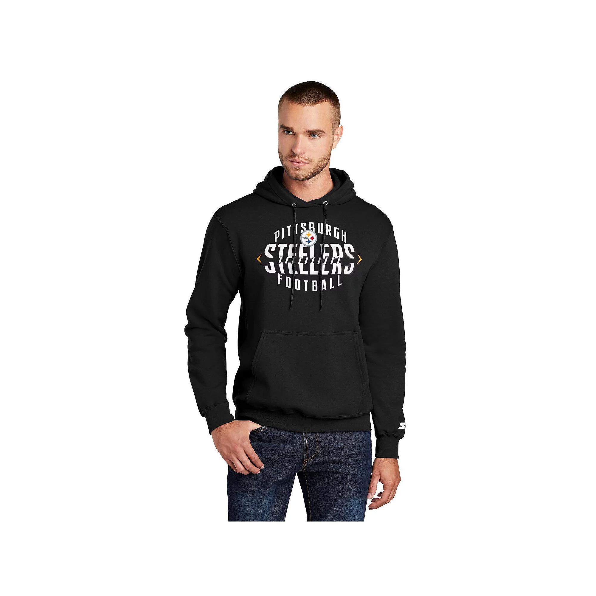 Men's Starter Black Pittsburgh Steelers Football Pullover Hoodie, Size: Large Product Image