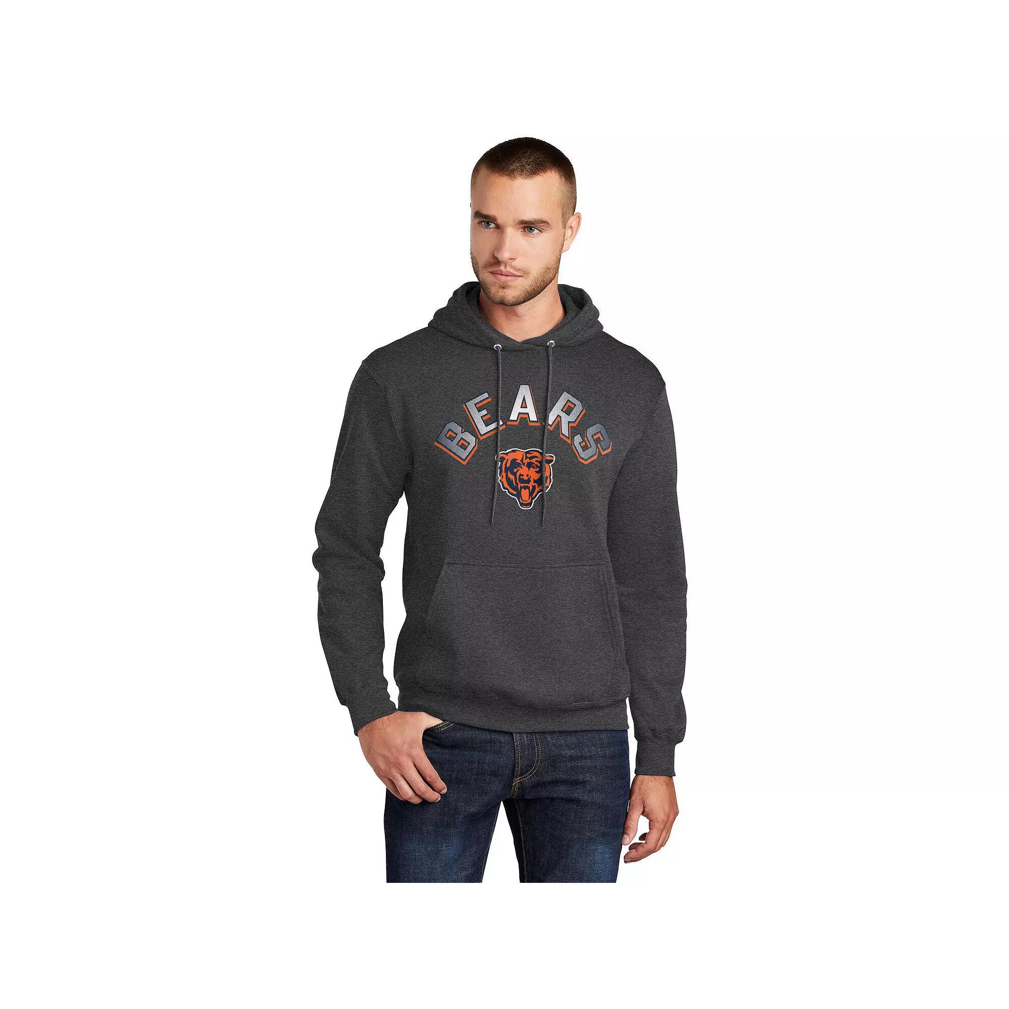 Men's Starter  Charcoal Chicago Bears Arch Over Logo Pullover Hoodie, Size: XXL Product Image