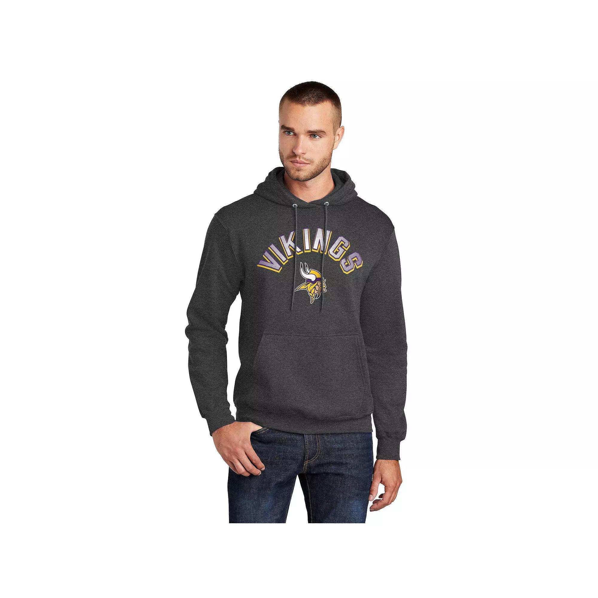 Men's Starter  Charcoal Minnesota Vikings Arch Over Logo Pullover Hoodie, Size: XL Product Image