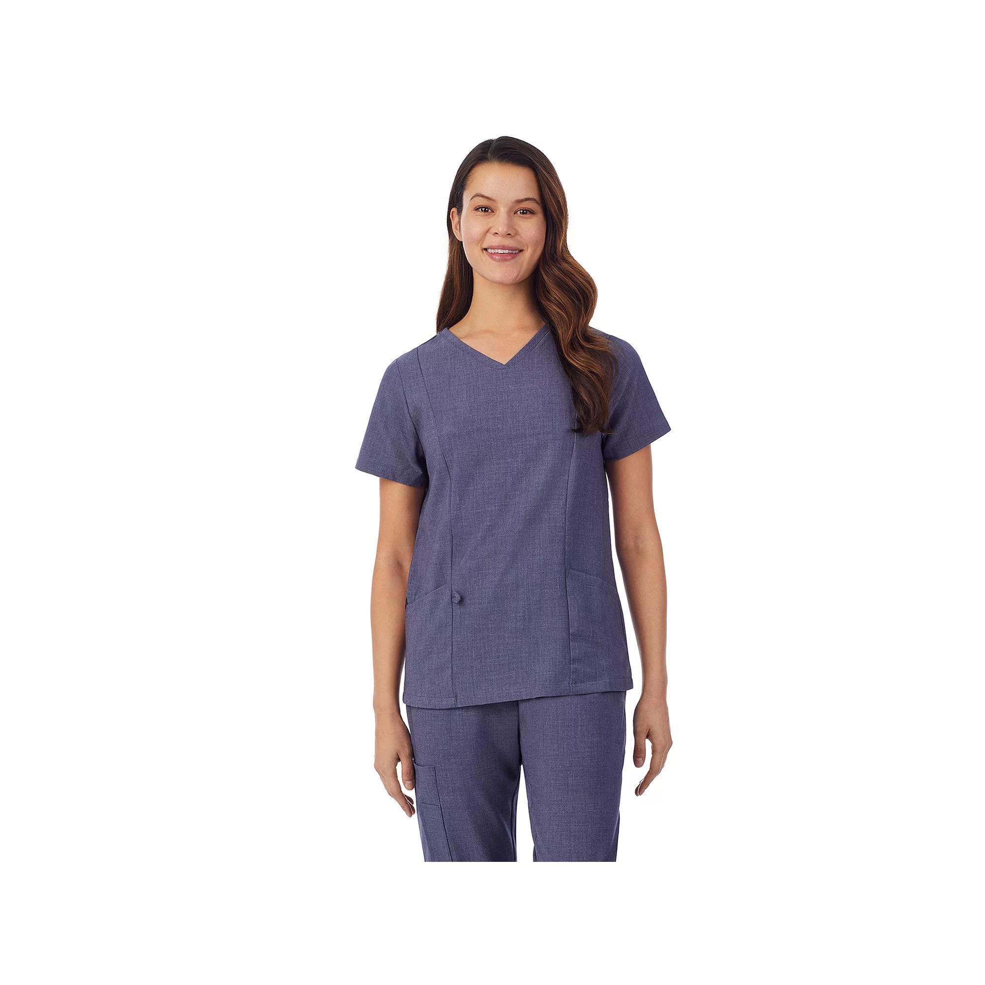 Women's Missy Cuddl Duds® Scrubs V-neck Top With 3 Pockets, Size: Small, Navy Grey Product Image