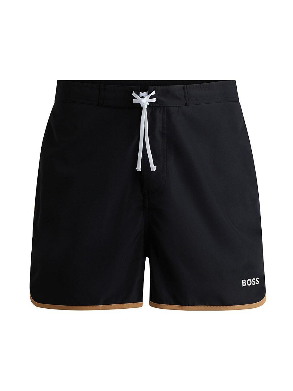Mens Logo-Embroidered Quick-Dry Swim Shorts with Contrast Details Product Image