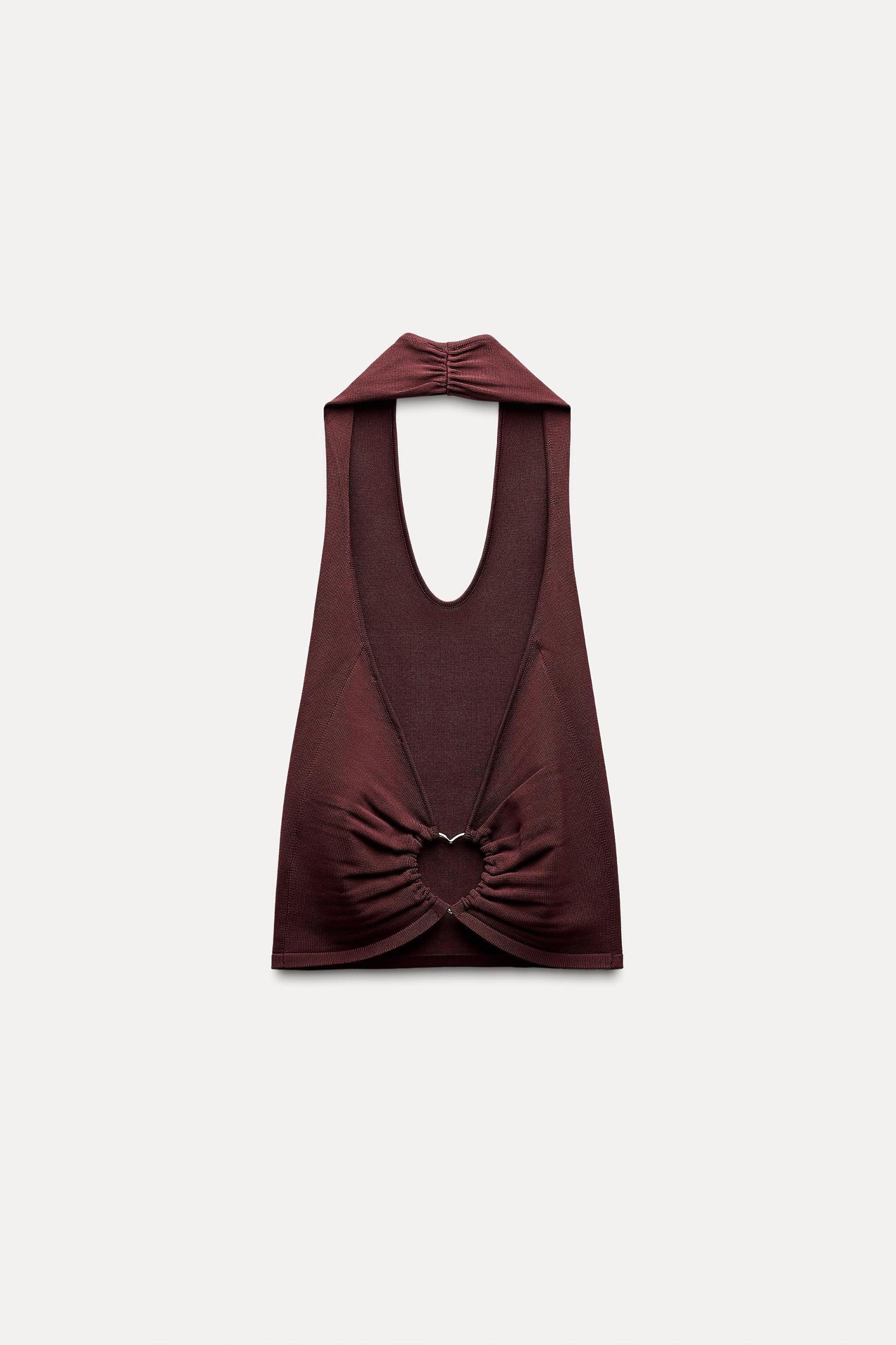 HEART APPLIQUÉ OPEN BACK KNIT TOP Product Image
