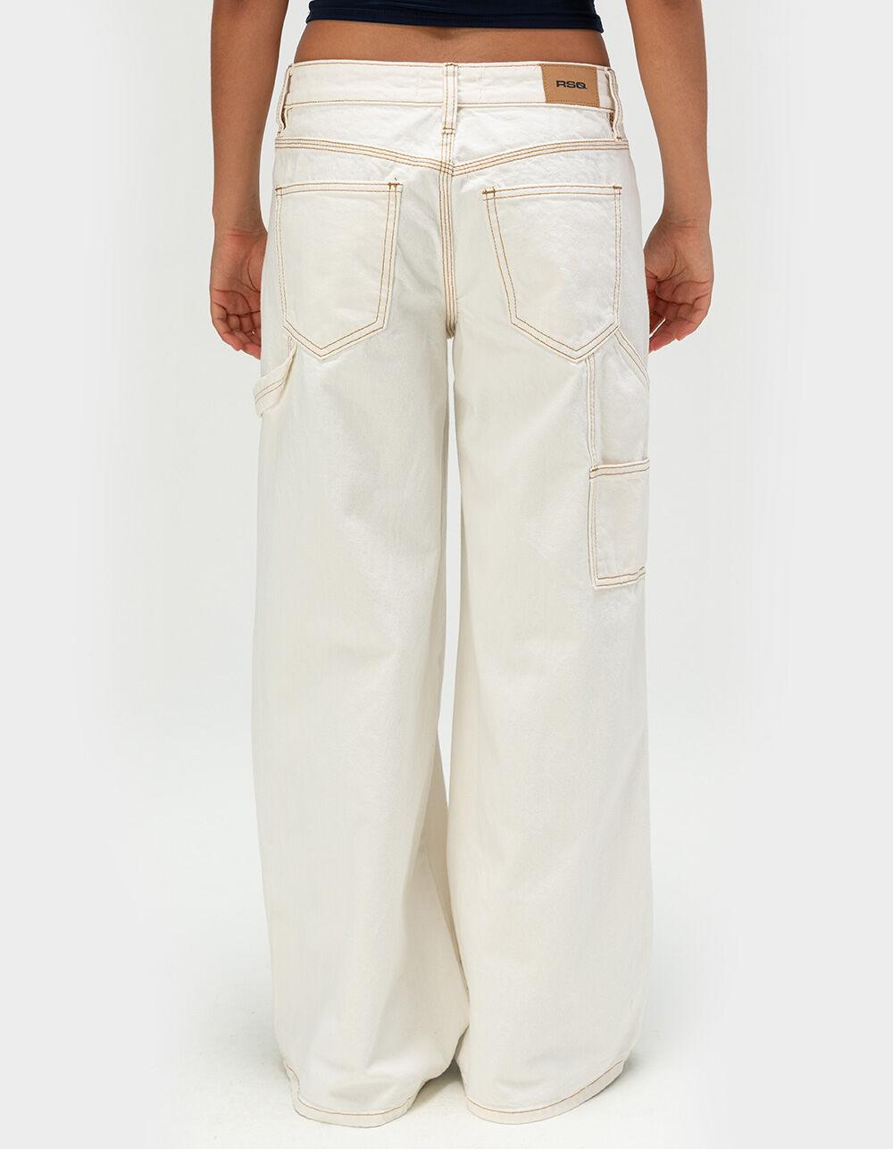 RSQ Womens Low Rise Extreme Baggy Carpenter Jeans - ECRU Product Image