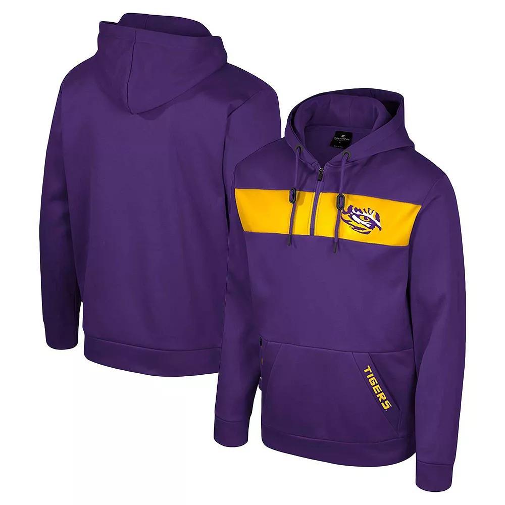 Men's Colosseum  Purple LSU Tigers Quarter-Zip Hoodie, Size: Large Product Image