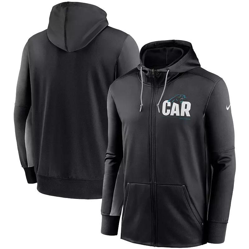 Men's Nike Black/Gray Carolina Panthers Mascot Performance Full-Zip Hoodie, Size: 3XL Product Image