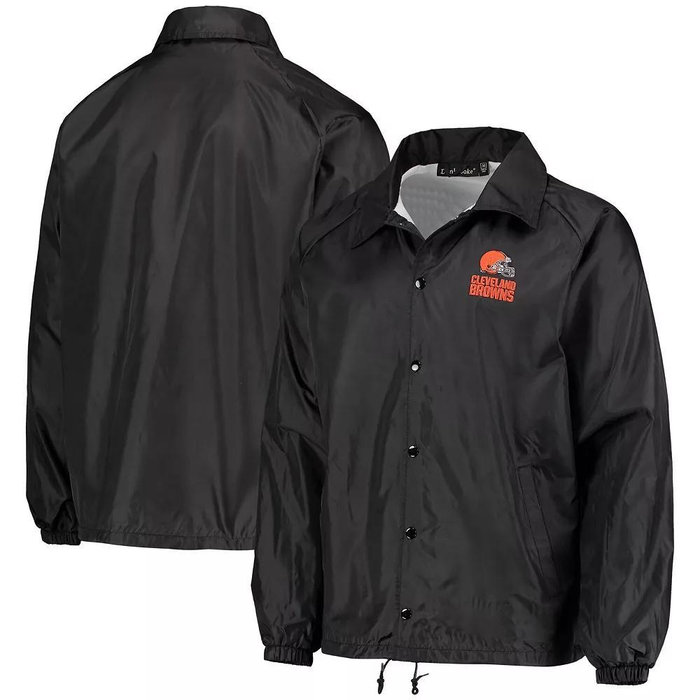 Men's Black Cleveland Browns Coaches Classic Raglan Full-Snap Windbreaker Jacket, Size: Medium Product Image
