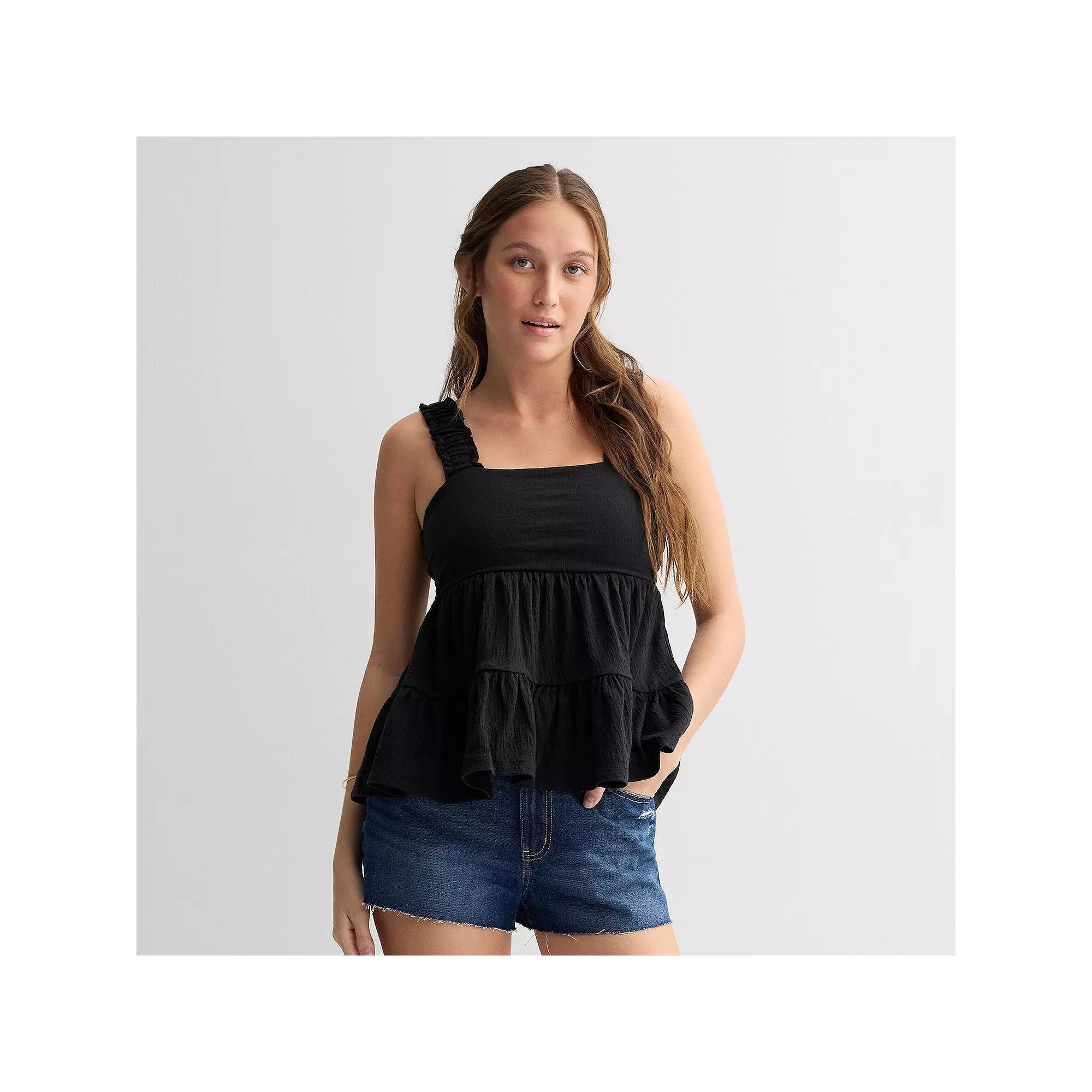 Juniors' SO® Tiered Tank Top, Women's, Size: XL, Black Luxe Product Image