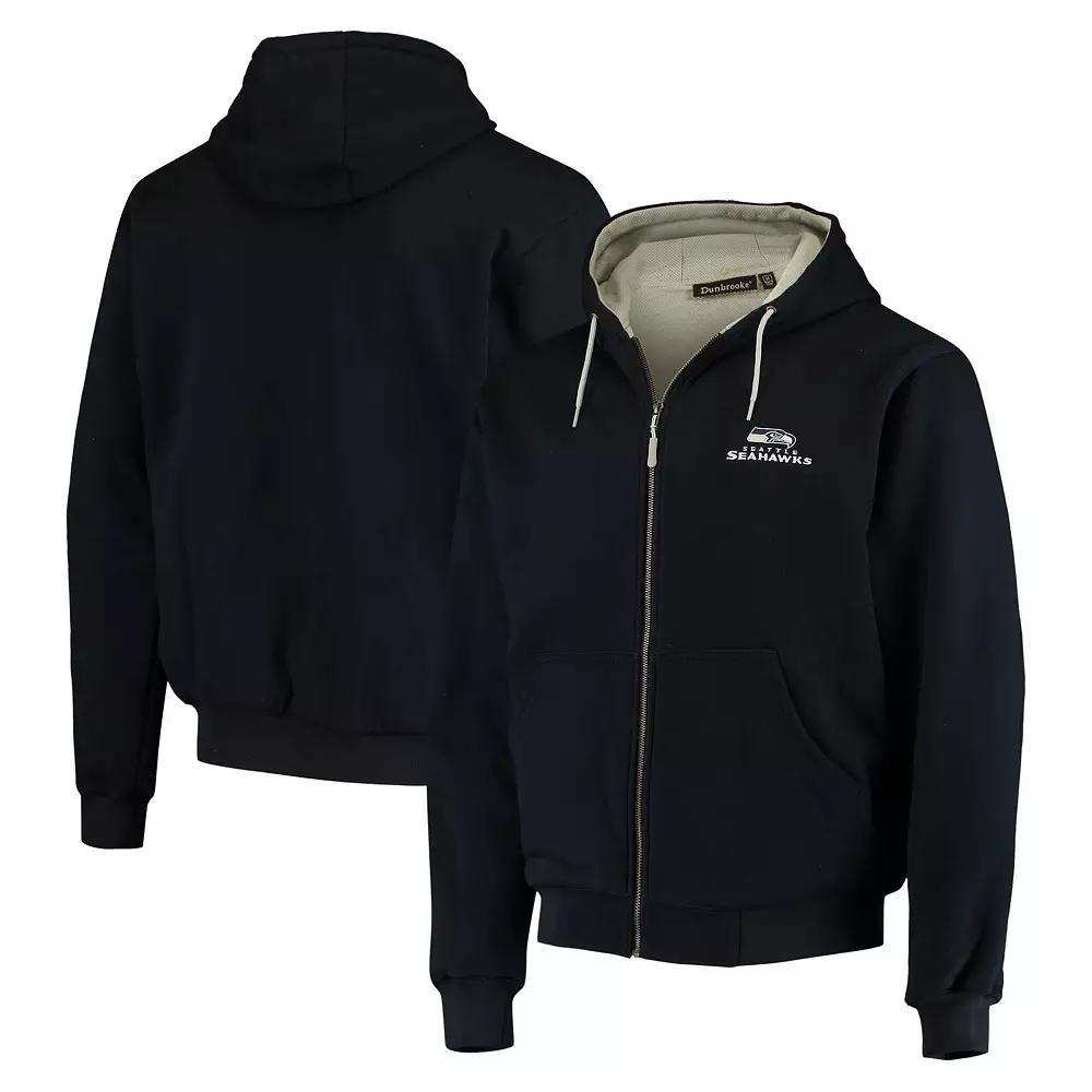 Men's Dunbrooke Navy Seattle Seahawks Craftsman Thermal-Lined Full-Zip Hoodie, Size: 5XL, Blue Product Image