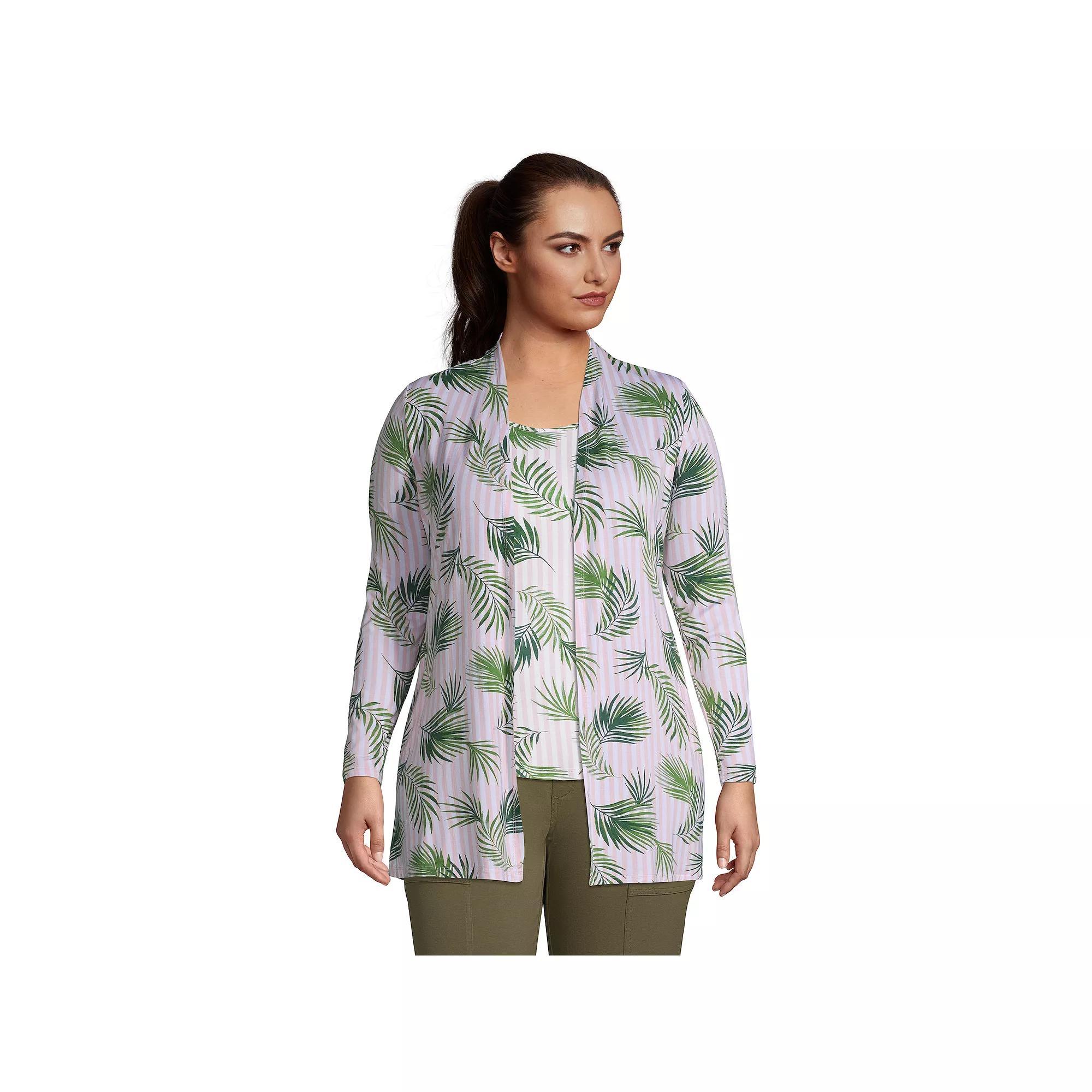 Plus Size Lands End Lightweight Long Cardigan Sweater, Womens Product Image