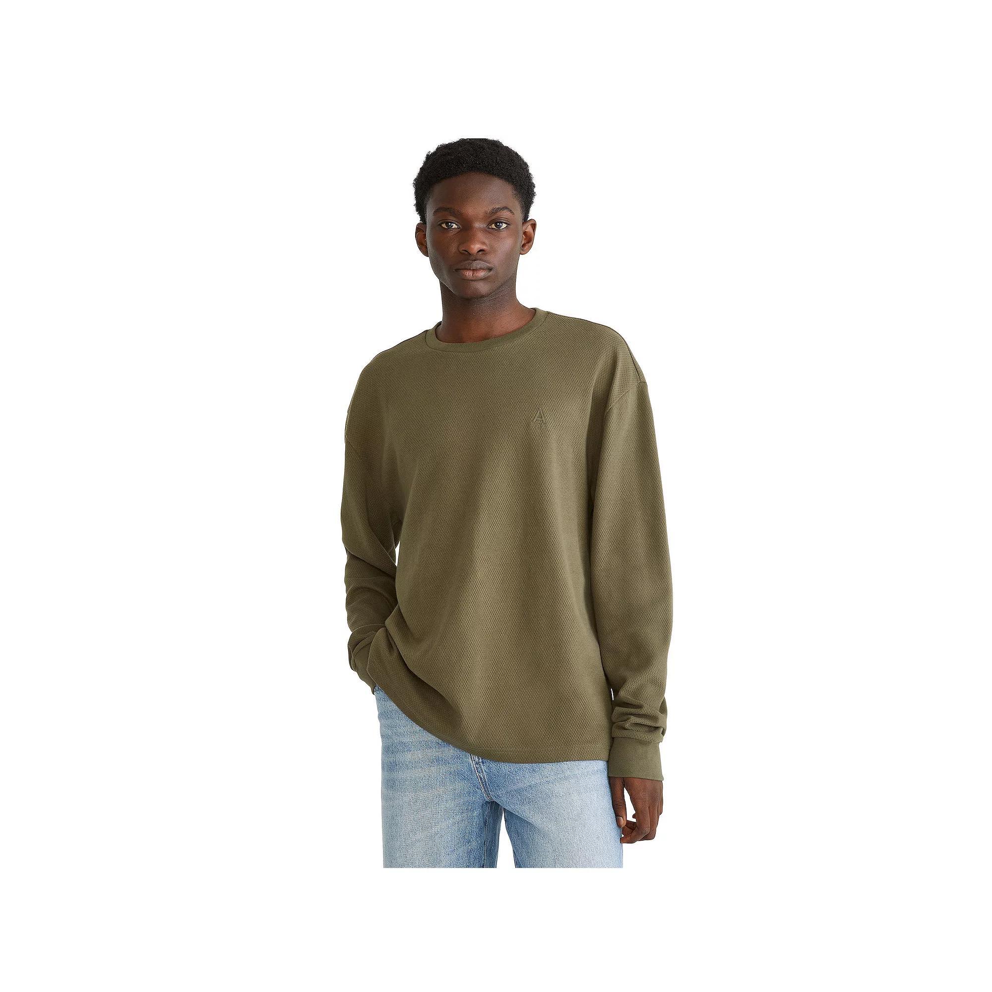 Mens Aeropostale Crewneck Long Sleeve Thermal Shirt Light Grey Gray Product Image