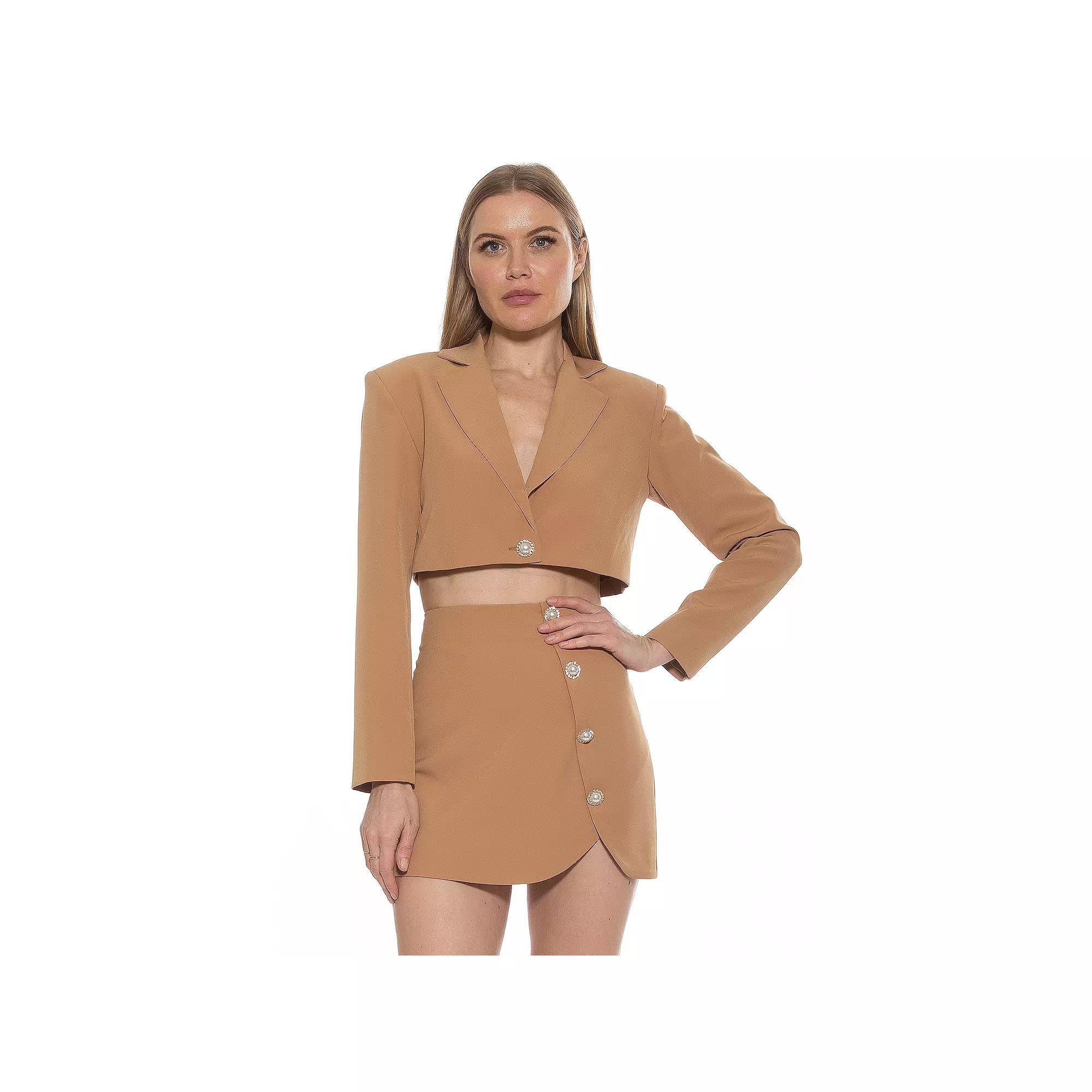 Women's ALEXIA ADMOR Jane Cropped Long Sleeve Jacket, Size: 12, Nude Product Image