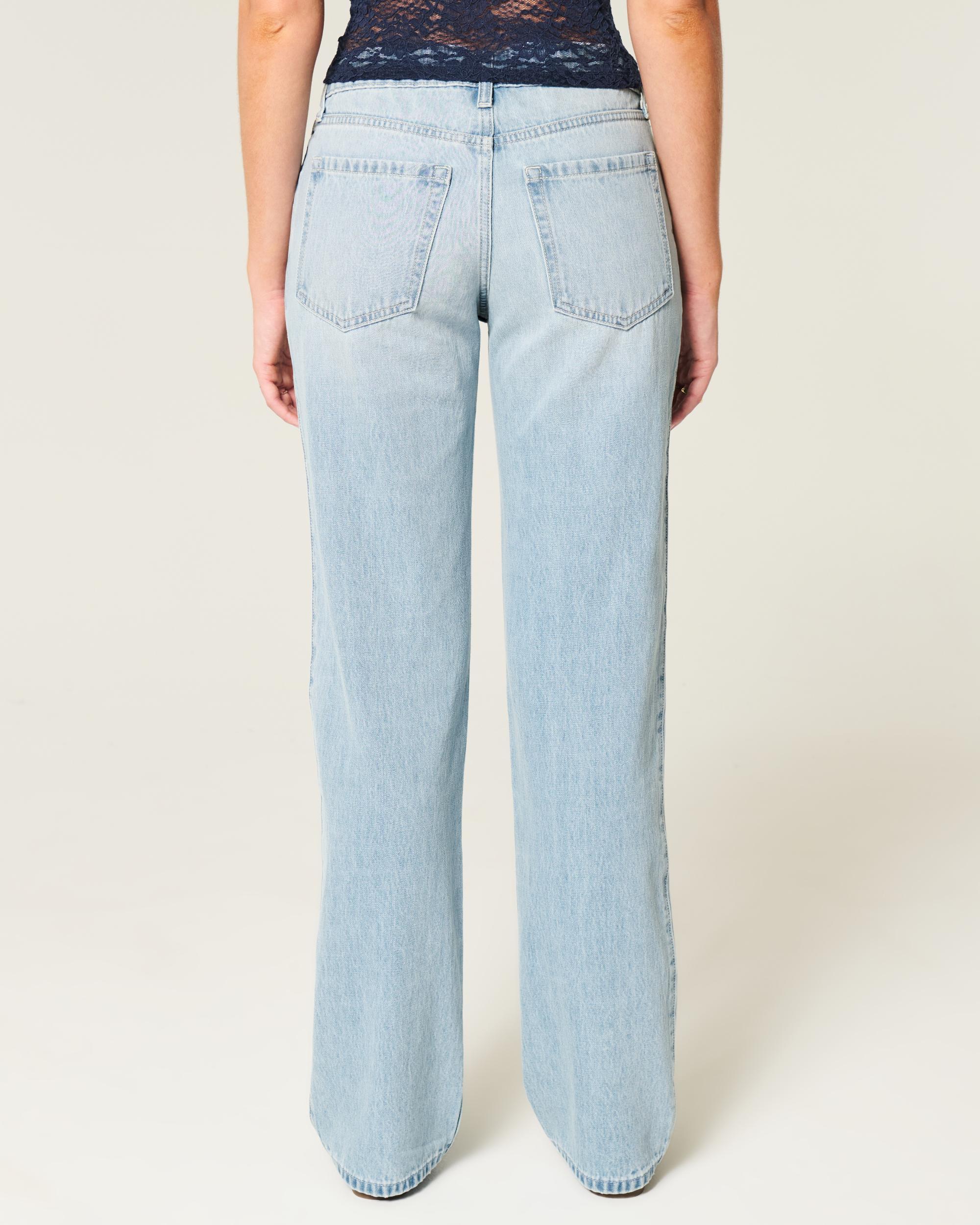 Low-Rise Light Wash Ripped Loose Jeans Product Image