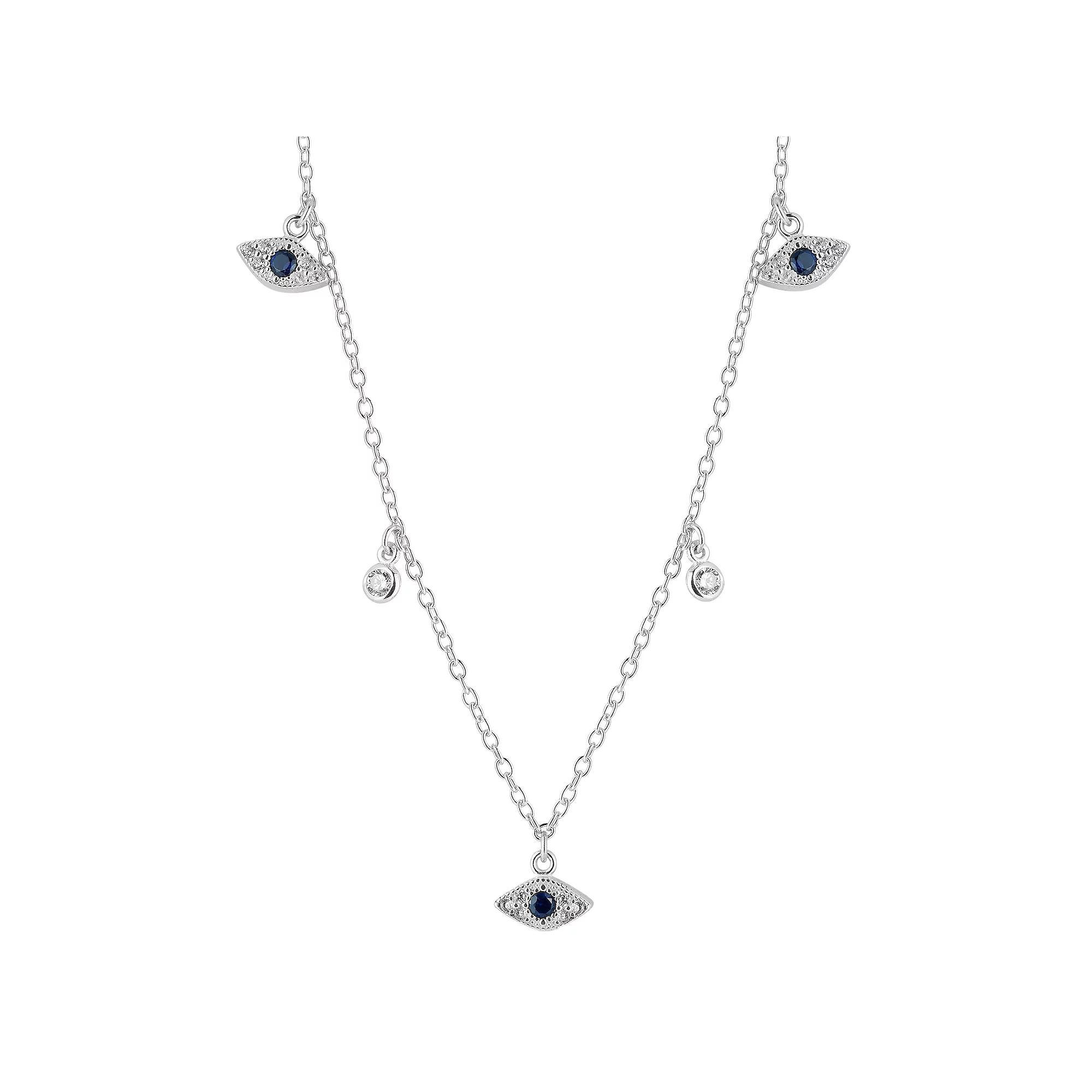 Sunkissed Sterling Sterling Silver Cubic Zirconia Eye Necklace, Women's, Size: 17", Silver Tone Product Image