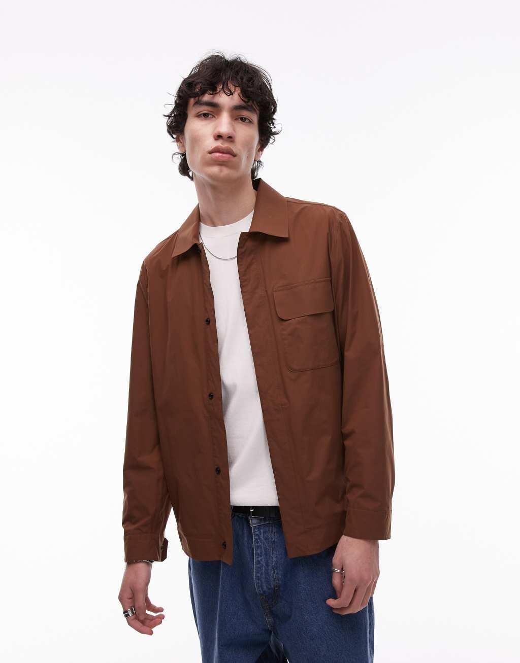 Mango performance breathable shacket in rust Product Image