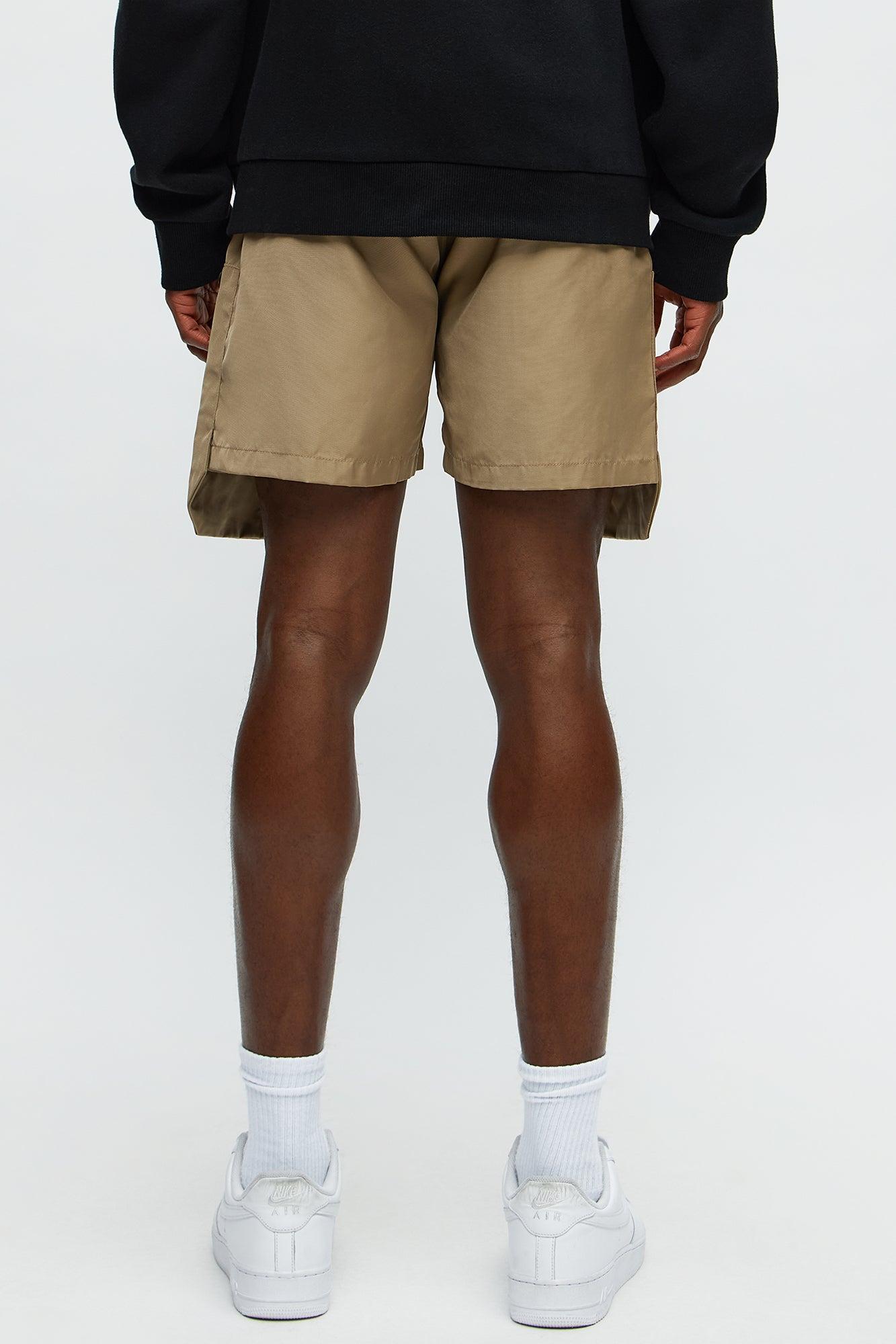Cargo Pockets Relaxed Drawstring Shorts - Taupe Product Image