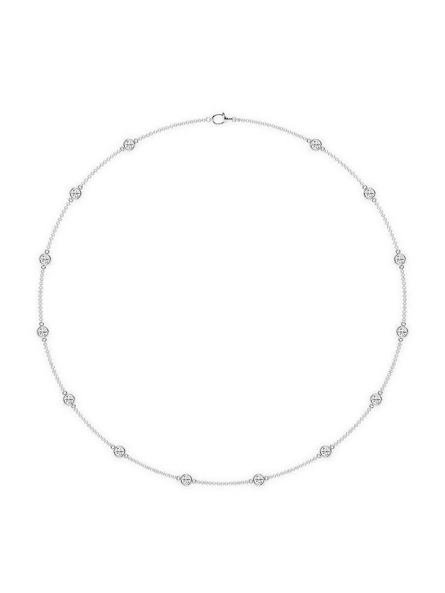 Womens 14K White Gold & 14-Diamond Station Necklace/0.70-2.10 TCW Product Image