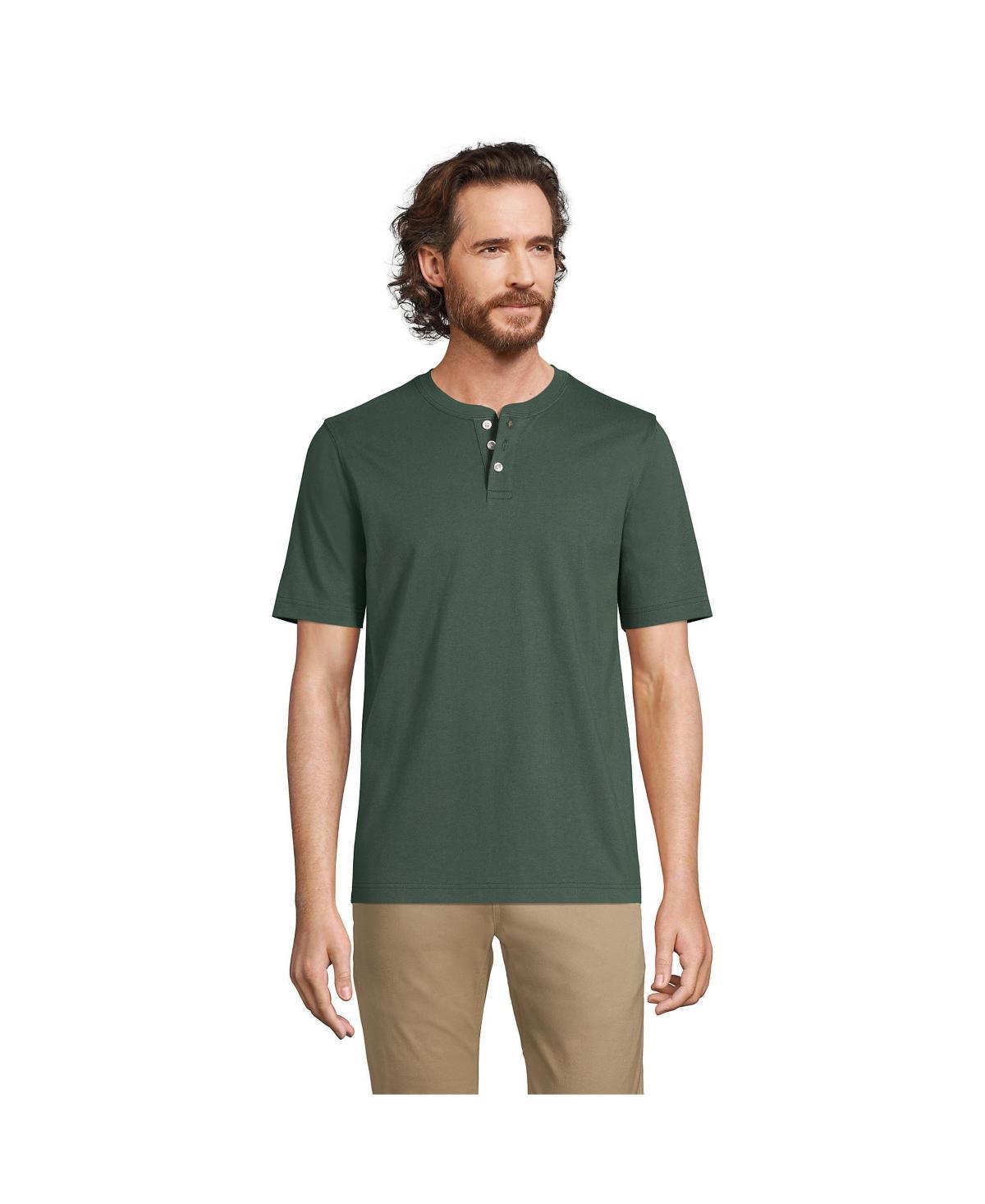 Big & Tall Lands' End Short Sleeve Super-T Henley, Men's, Size: 4XB, White Product Image