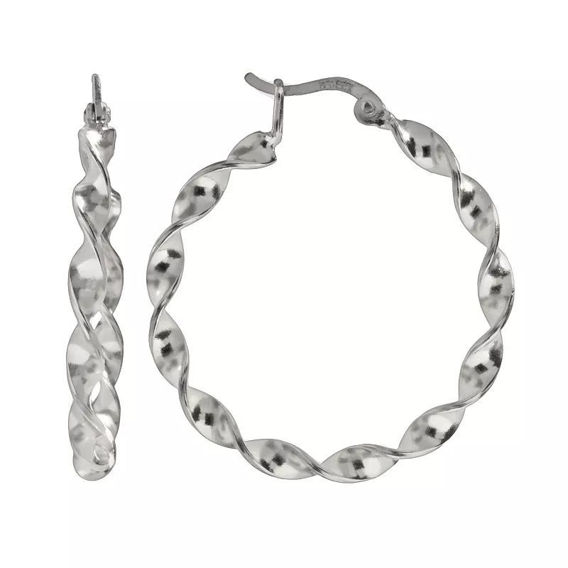 Silver Plated Twist Hoop Earrings, Women's Product Image
