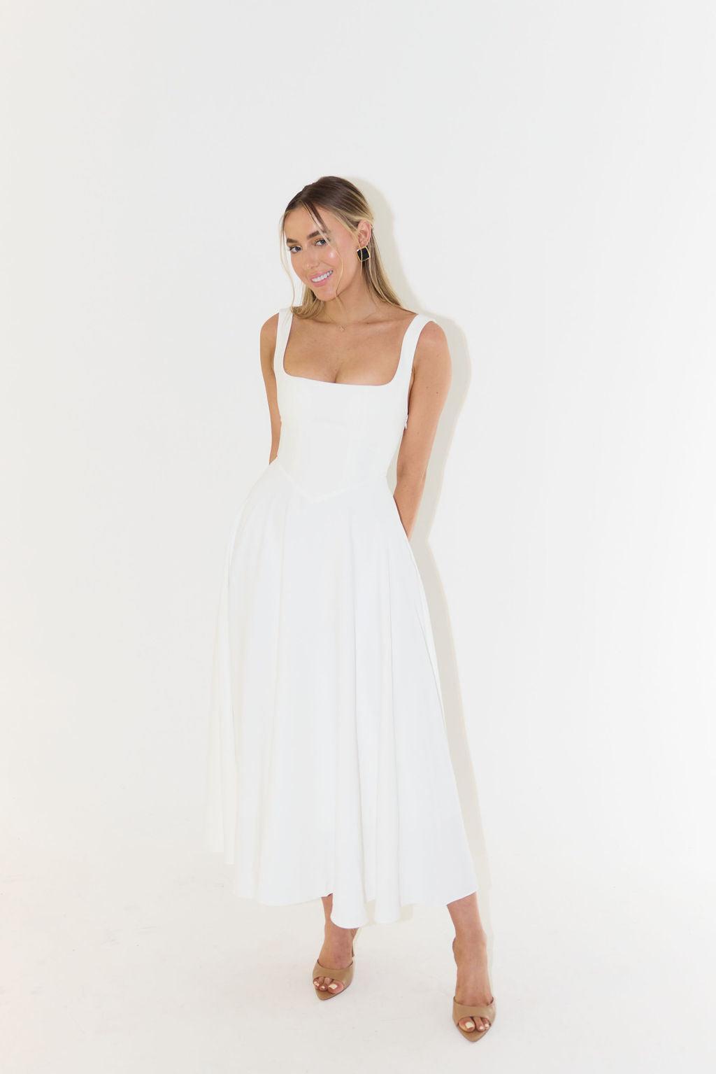 The Ultimate Muse High Waist Square Neck Midi Dress Product Image