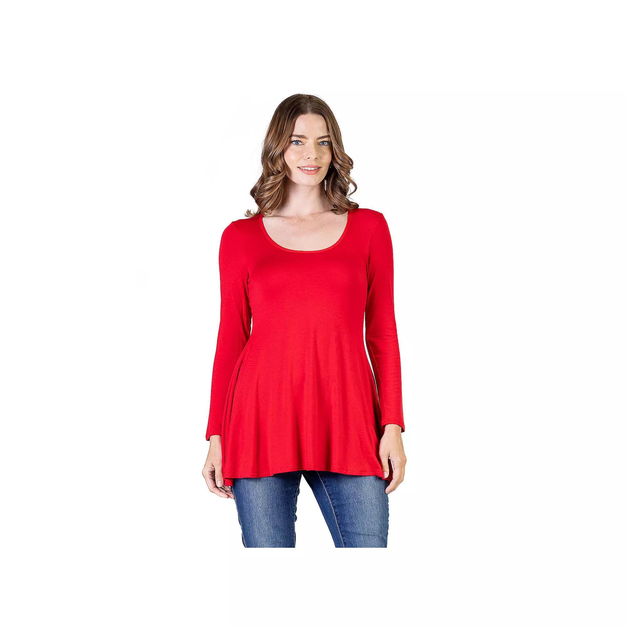 Womens 24Seven Comfort Apparel Swing Style Flared Tunic Top Purple Product Image
