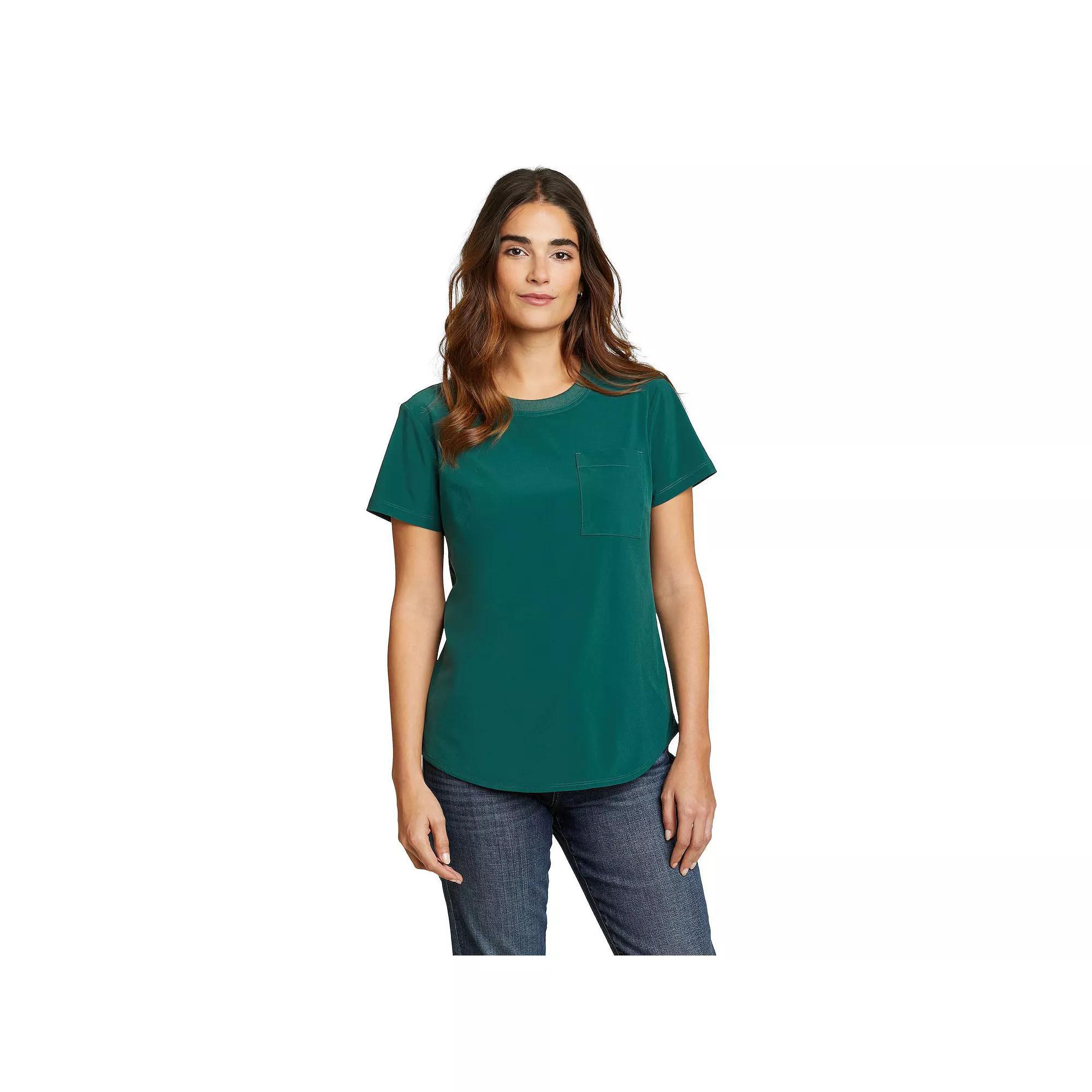 Women's Eddie Bauer Departure Short Sleeve Pocket Tee, Size: Small, Dark Green Product Image