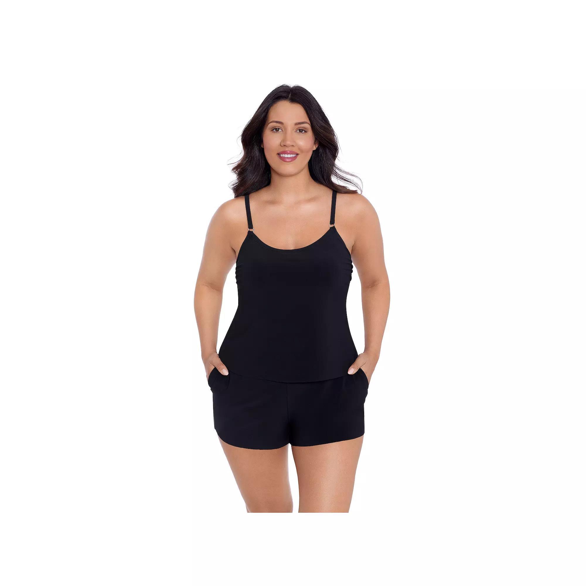 Women's Trimshaper Farrah Swim Romper, Size: 12, Black Product Image