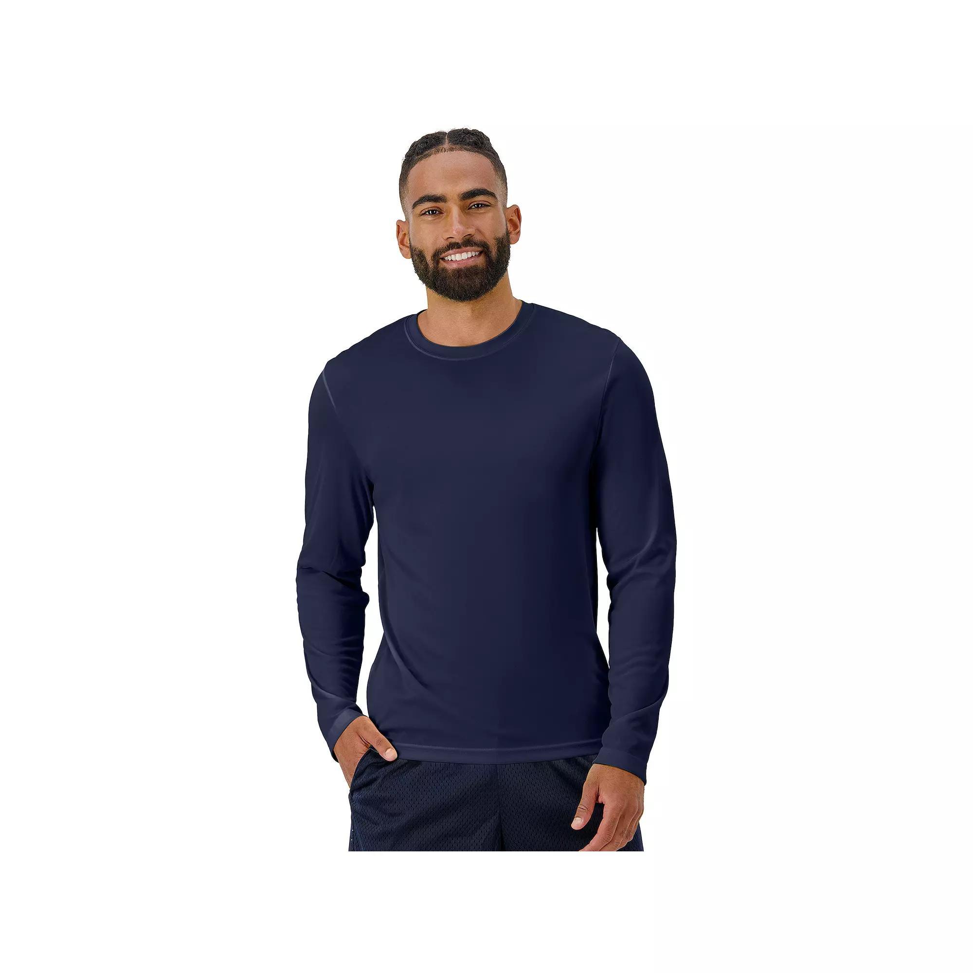 Men's Hanes® CoolDRI Long Sleeve Performance Tee, Size: XL, Blue Product Image