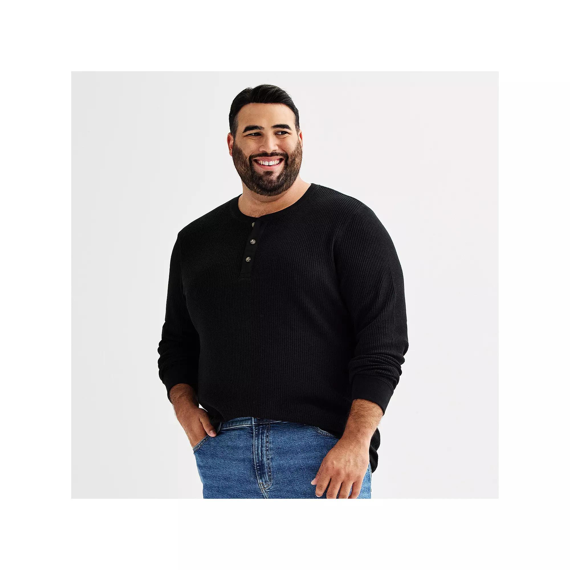 Big & Tall Sonoma Goods For Life Long Sleeve Waffle Henley Tee, Mens Product Image