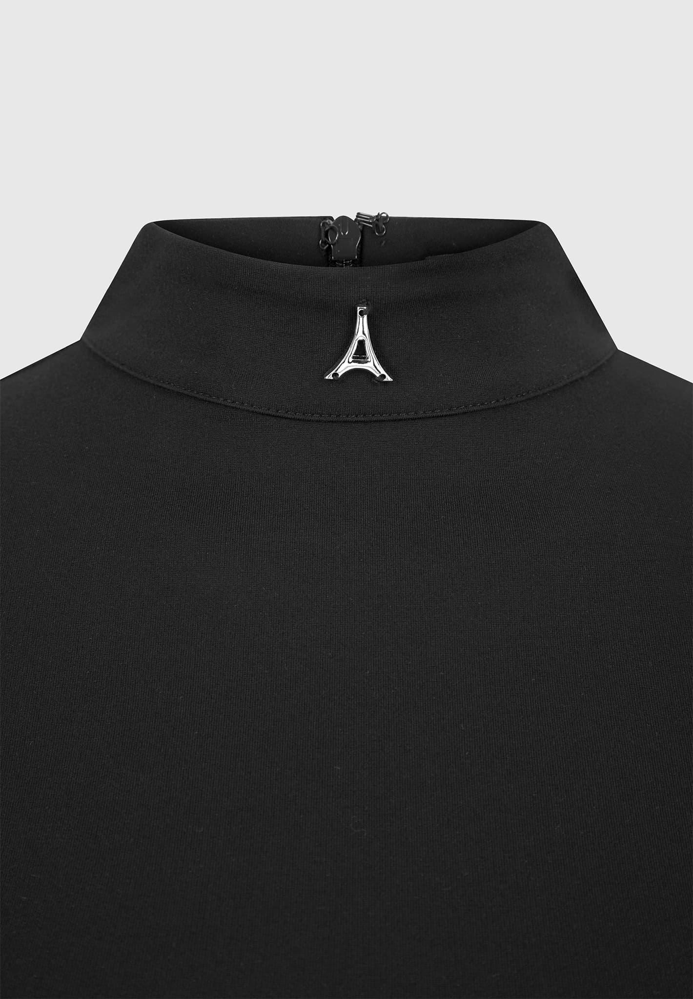 High Neck Long Sleeve Bodysuit - Black Female Product Image