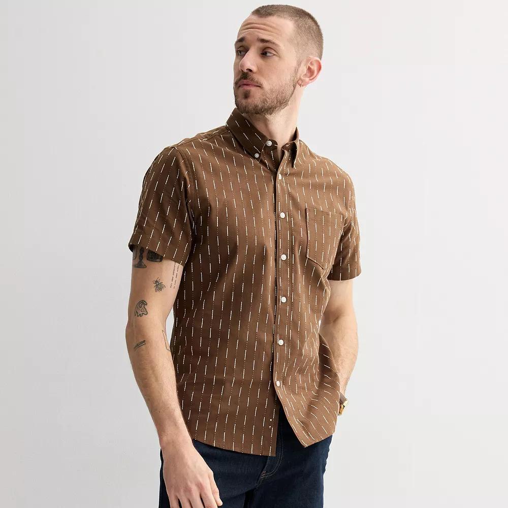 Men's Sonoma Goods For Life® Short Sleeve Perfect Length Button Down Shirt, Size: XXL, Tamryn Brown Product Image