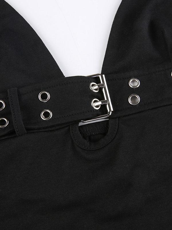 Buckle Strap Halter Crop Cami Top Product Image