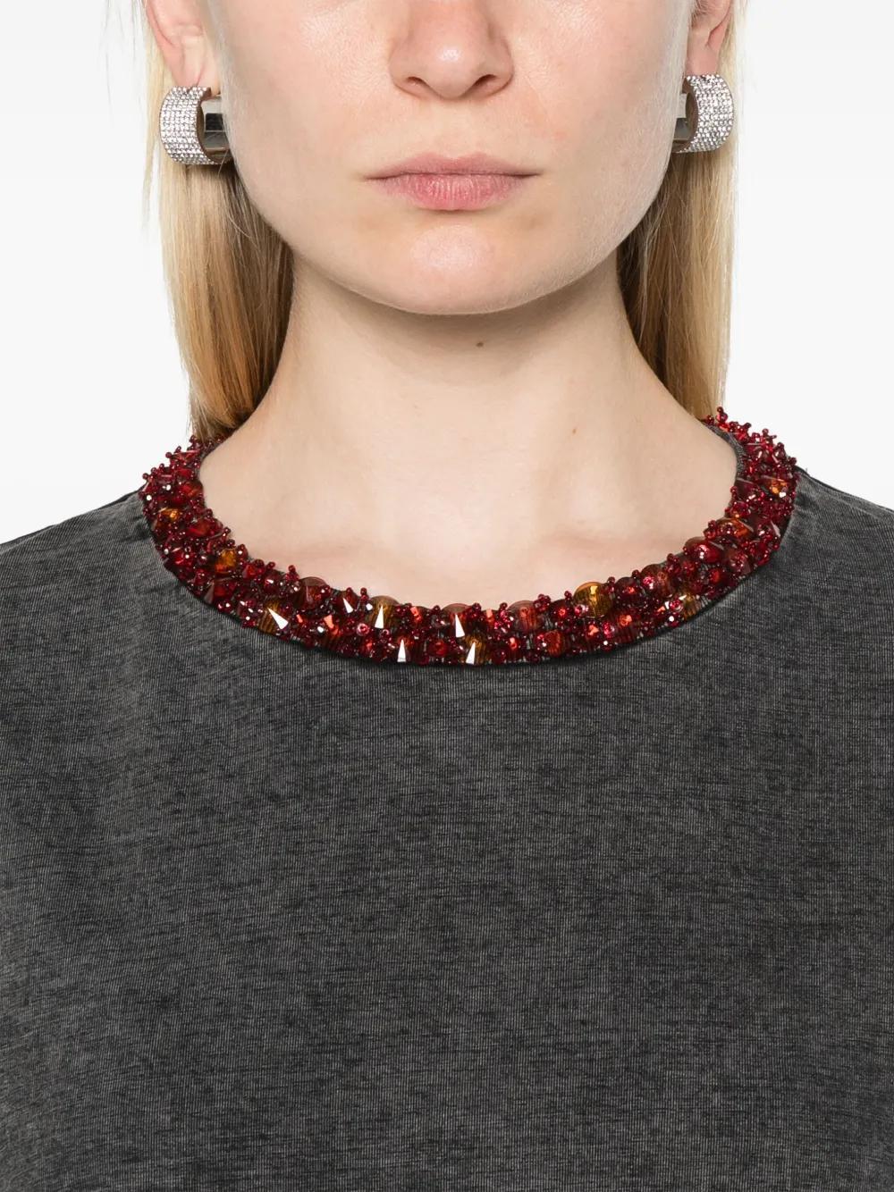 bead-embellished cropped T-shirt Product Image