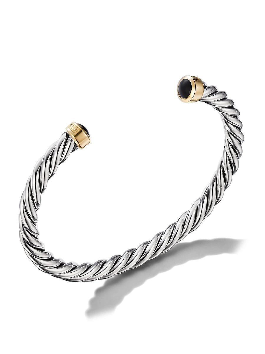 David Yurman Mens Cable Cuff Bracelet in Sterling Silver & 18K Yellow Gold with Black Onyx Product Image